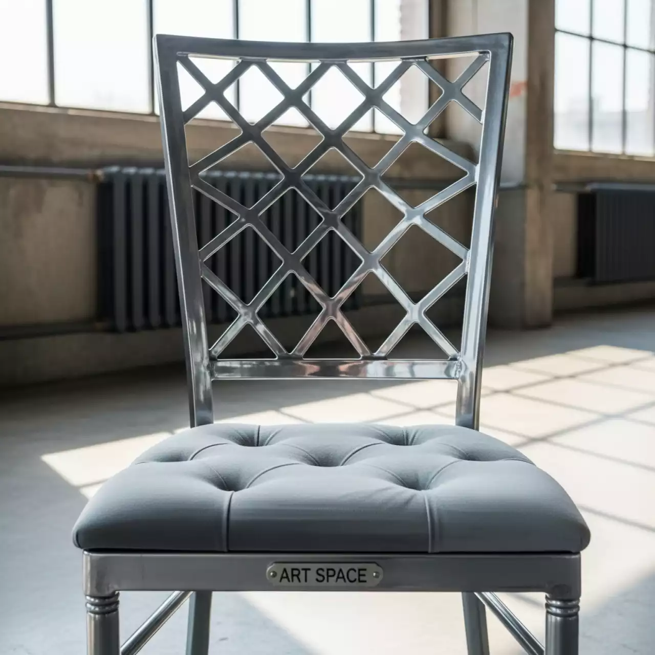 Аренда Стул Вашингтон серебряный с подушками из светло серого бархата на курорте «Газпром» (Альпика) — ART SPACE