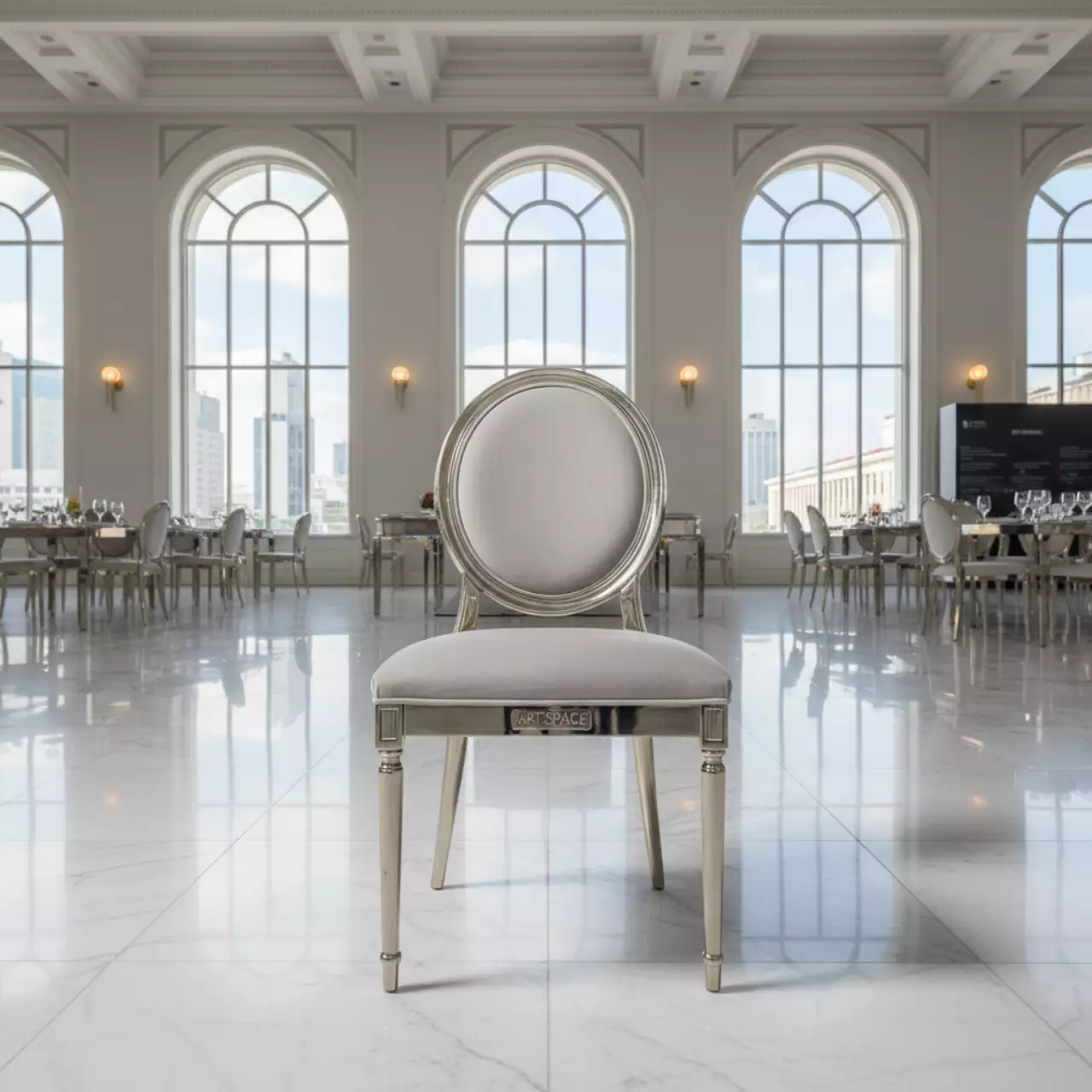 Аренда Стул Вашингтон золотой светло серый в банкетном зале «Дельфин» — ART SPACE