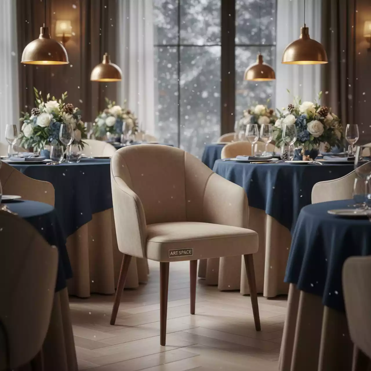 Аренда Стул велюр бежевый Одди в ресторане «Brunello» — ART SPACE