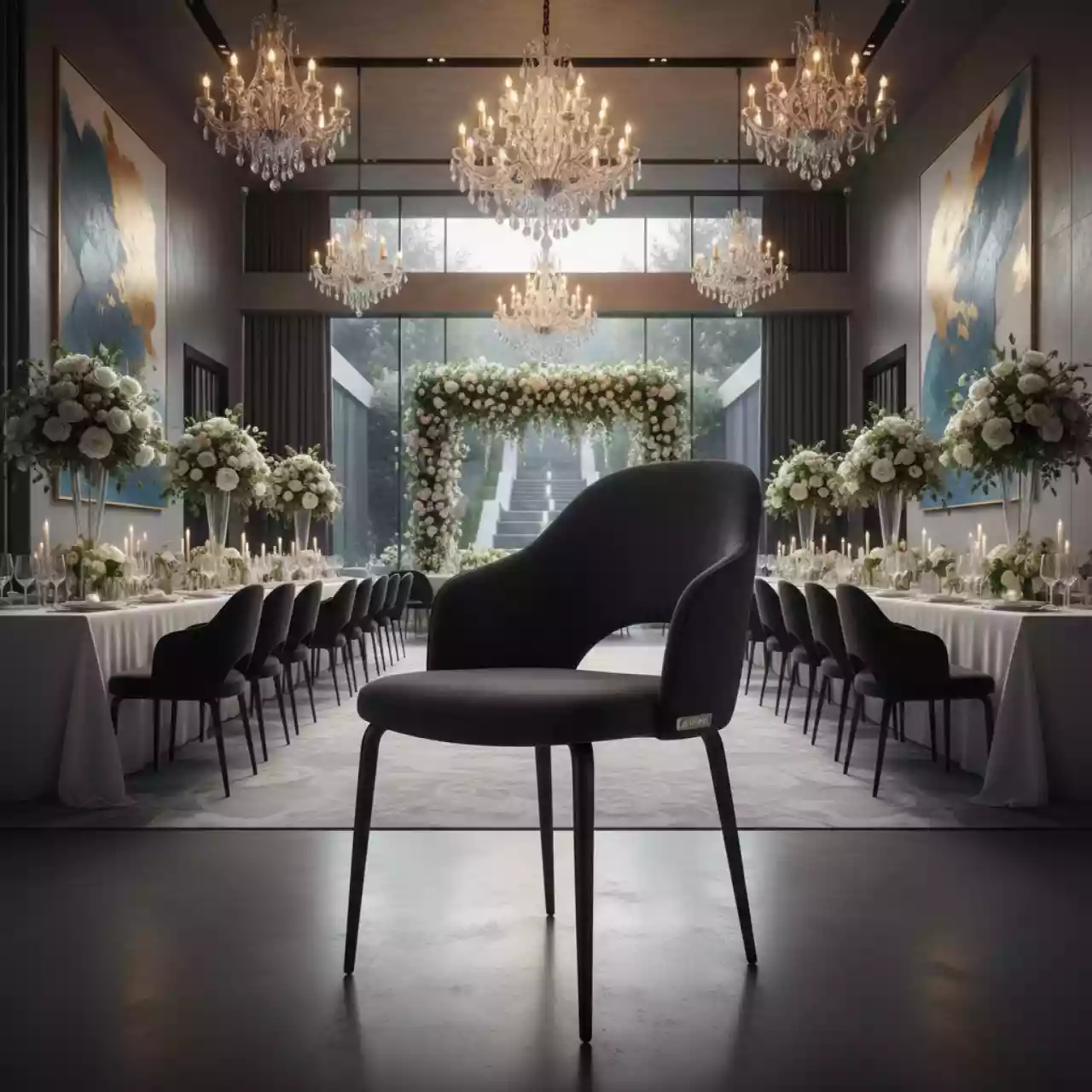 Аренда Стул велюр черный металлические ножки Olys в ресторане «Voda» — ART SPACE