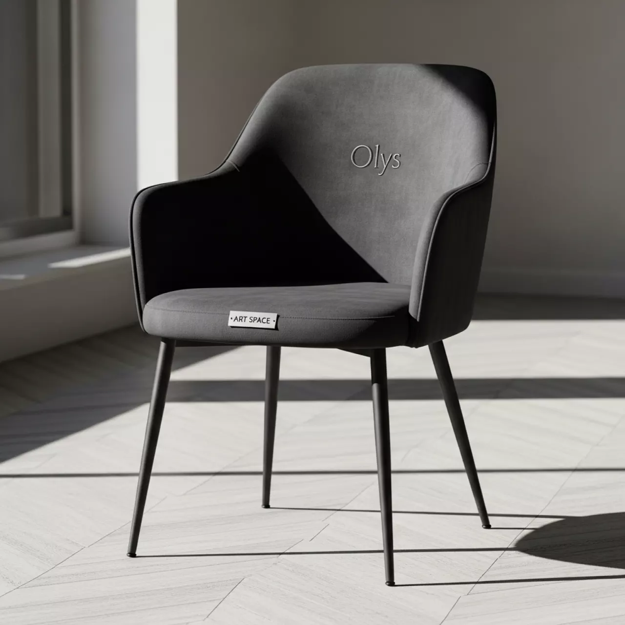 Аренда Стул велюр Connect металлические ножки RAL муар вышивка на спинке Olys в Маринс Парк Отеле — ART SPACE