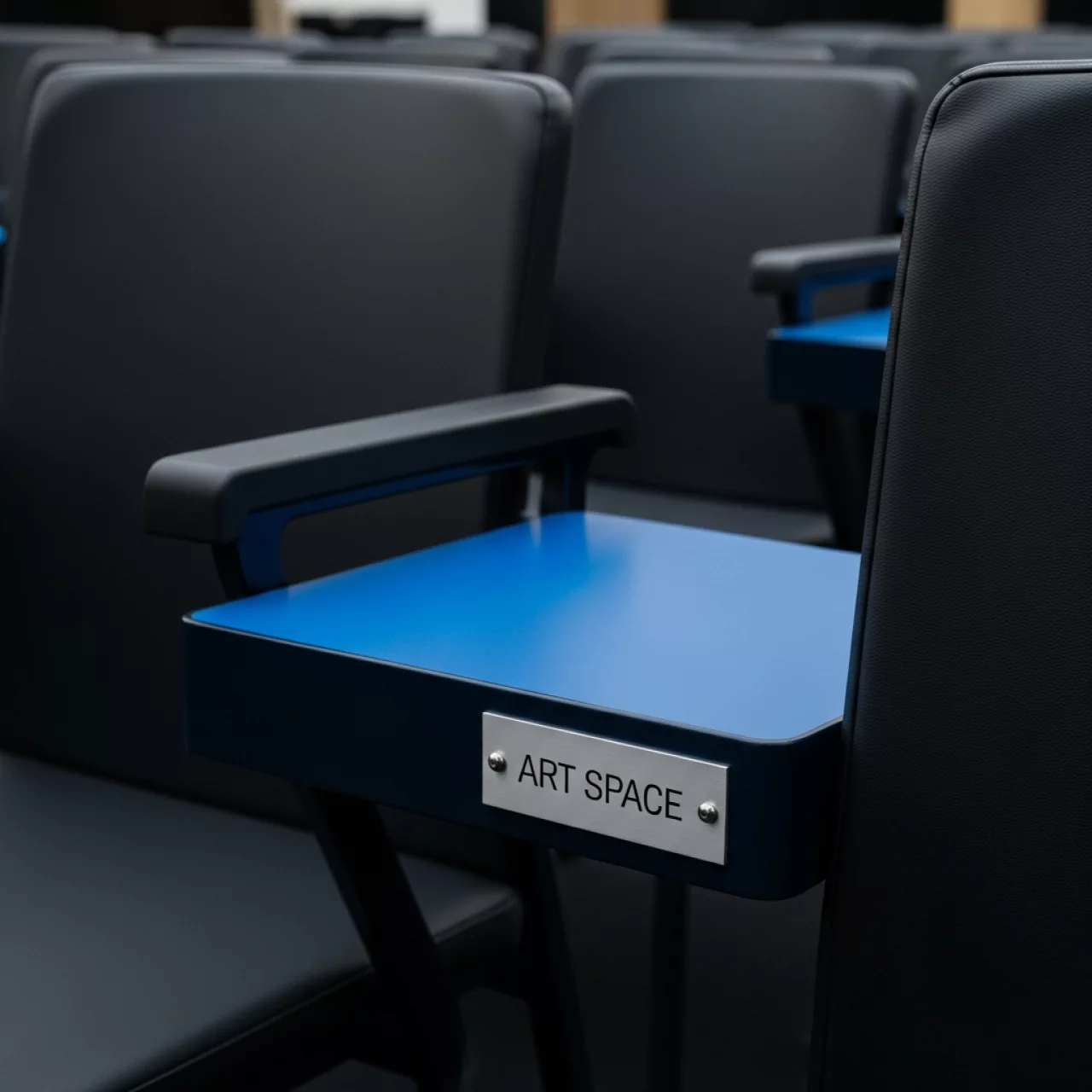 Аренда Стул Venezia BLACK на ножках с подлокотниками и столиком голубой в конгресс-холле отеля Жемчужина — ART SPACE