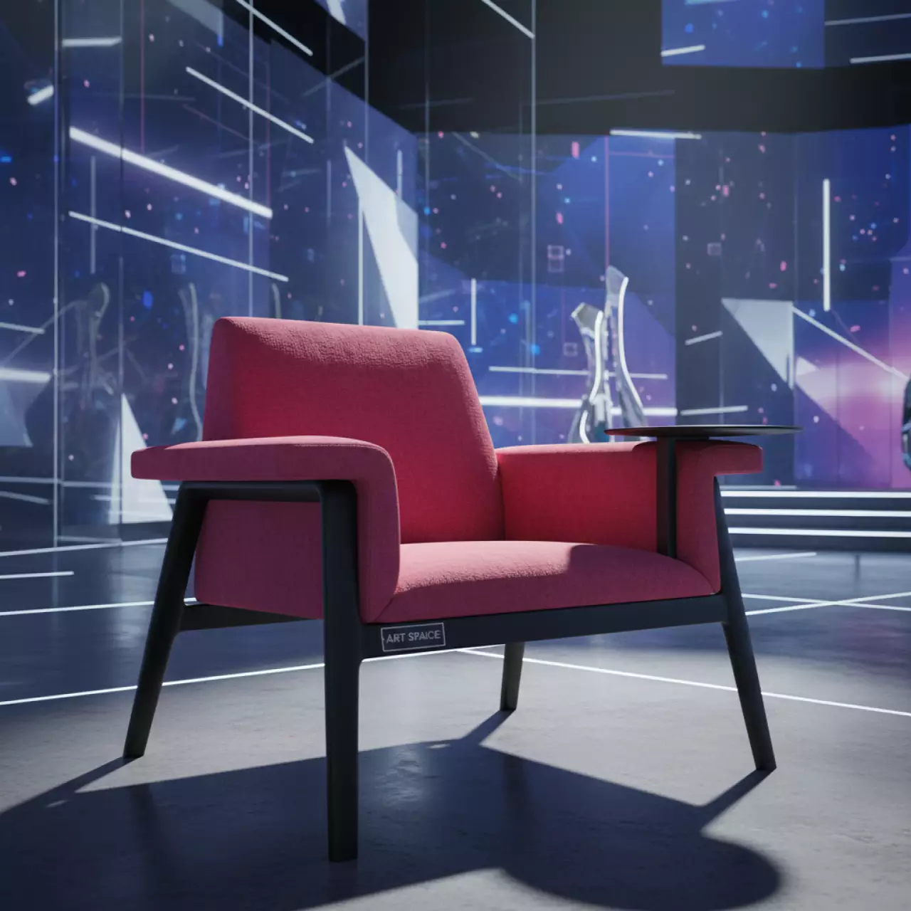 Аренда Стул Venezia с ножками подлокотниками и столиком BLACK малиновый в Sochi Marriott Krasnaya Polyana — ART SPACE