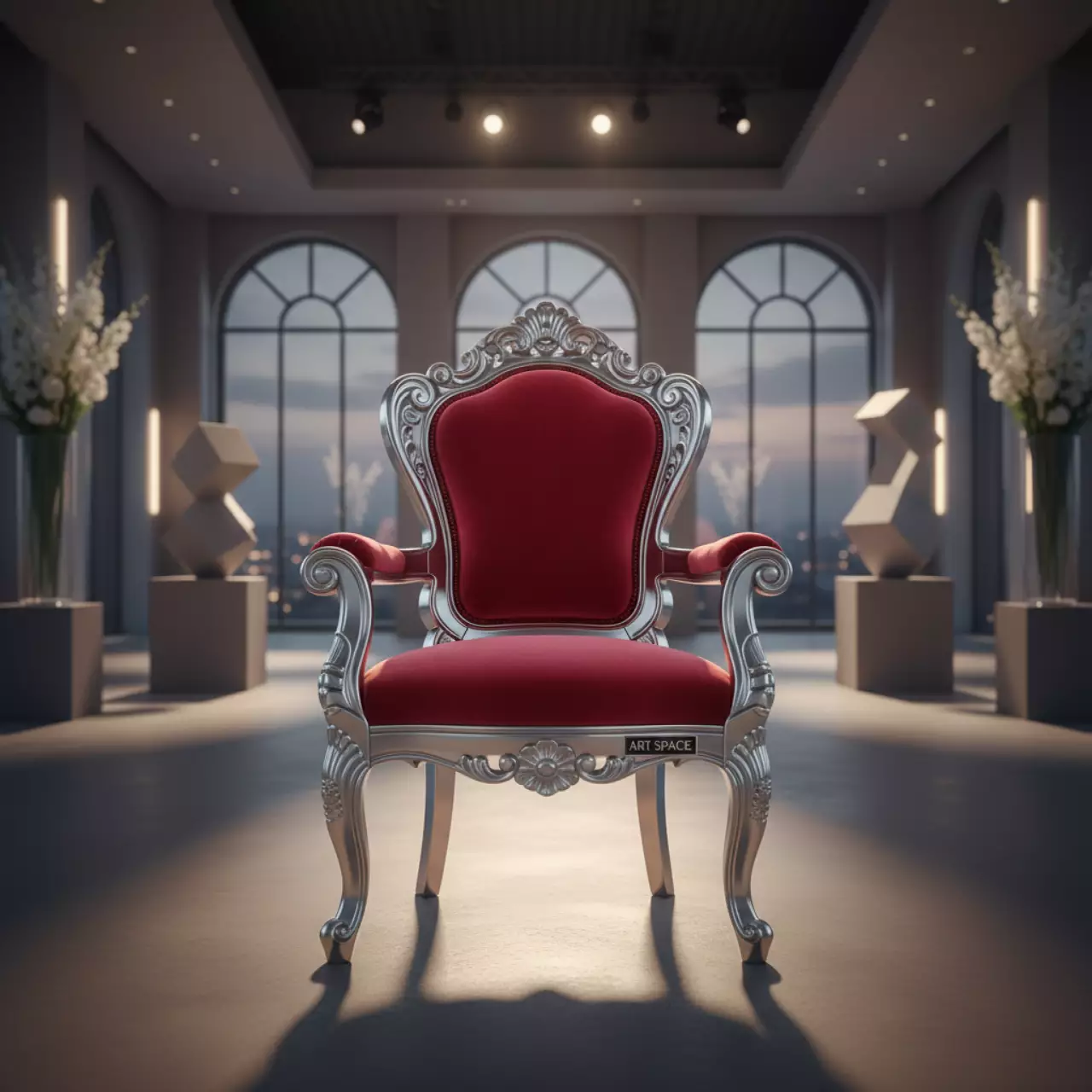 Аренда Стул Версаль серебряный с красной подушкой в Bridge Resort — ART SPACE