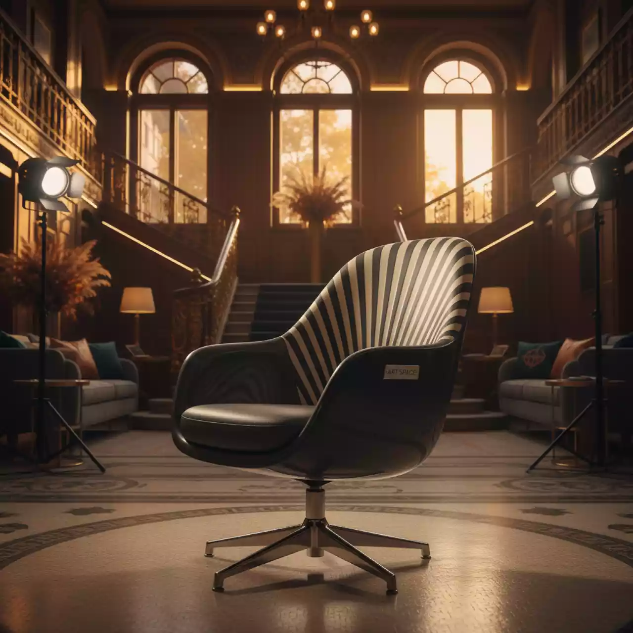 Аренда Стул вращающийся пластиковый Zebra Technopolymer в Boutique Hotel PORTUM 1905 — ART SPACE