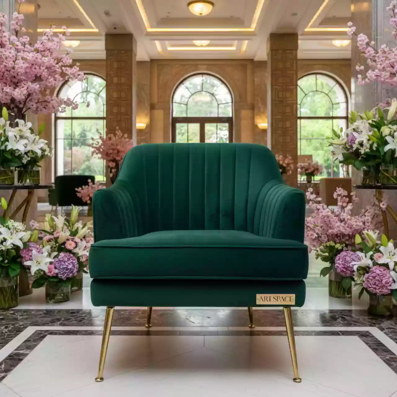Аренда Стул Washington велюр зелёный в Гранд Отель Поляна — ART SPACE