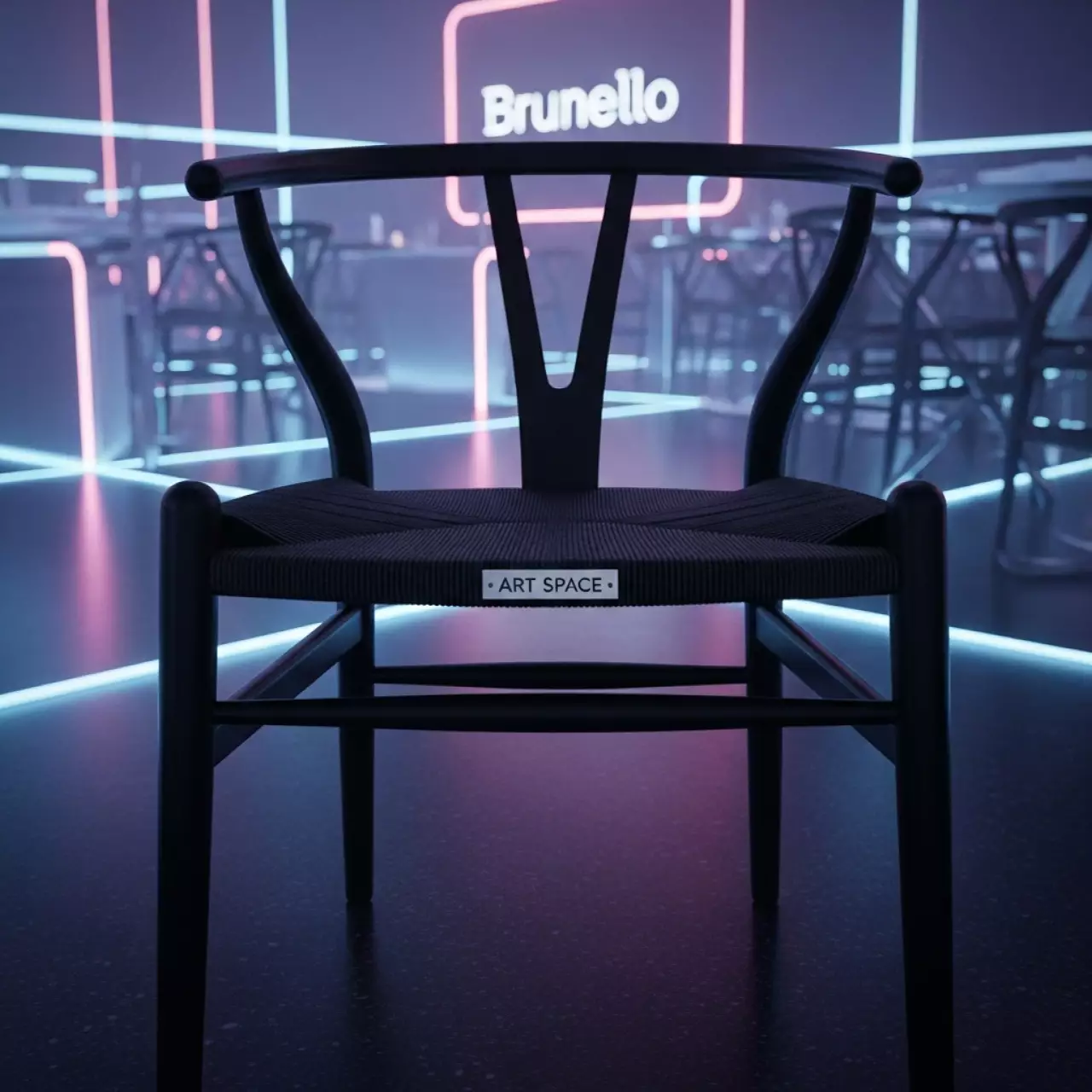 Аренда Стул Wisbone черный в ресторане «Brunello» — ART SPACE