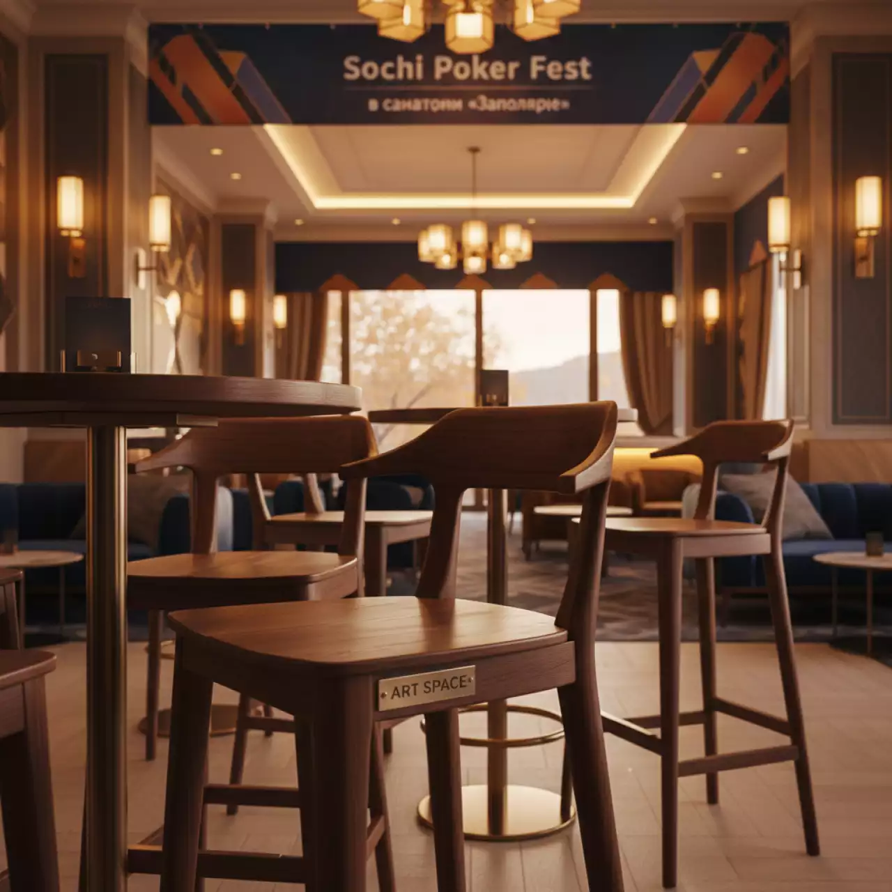 Аренда Стулья барные Franklin с упором для ног цвет орех в санатории «Заполярье» — ART SPACE