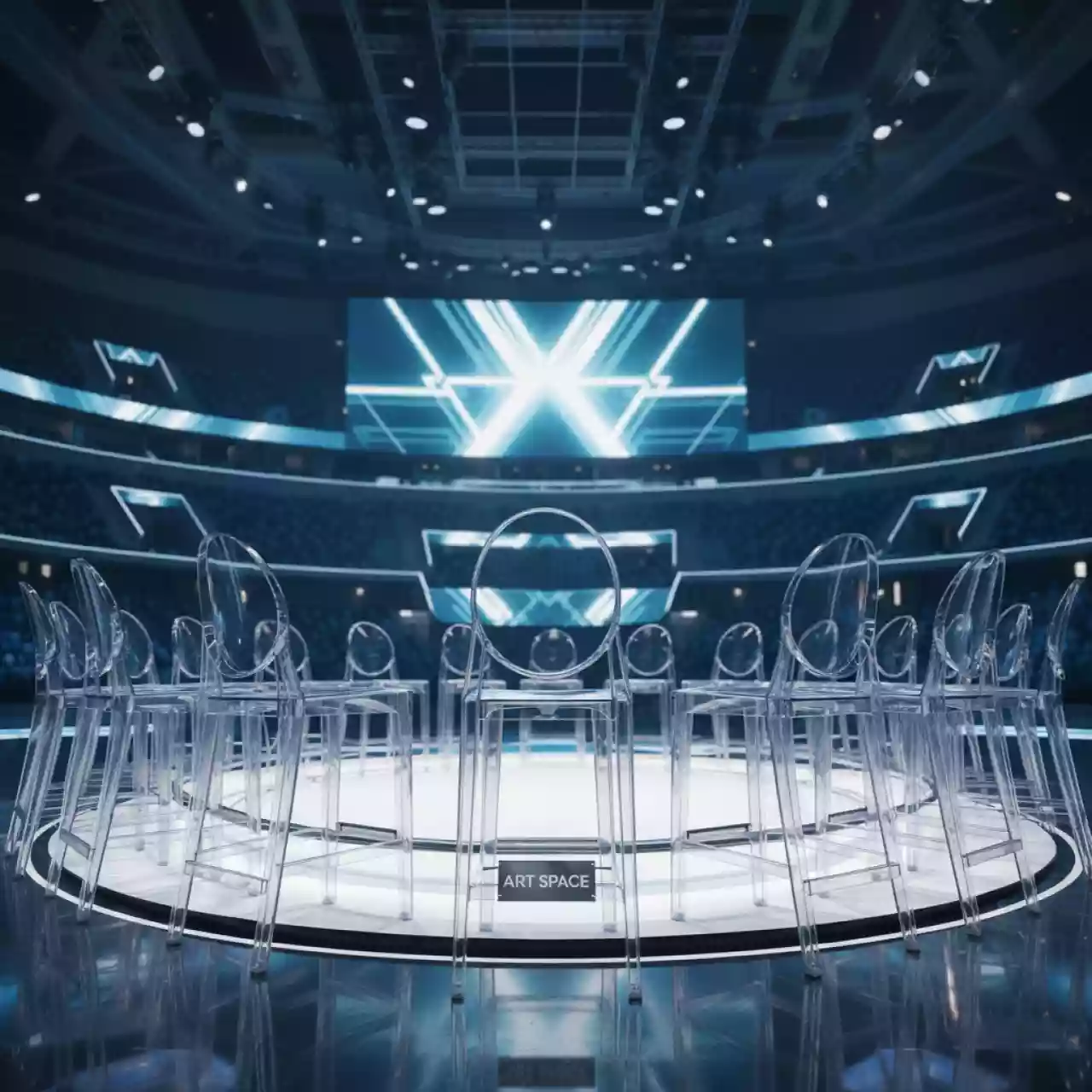 Аренда Стулья барные Ghost из прозрачного пластика в ледовом дворце «Большой» — ART SPACE