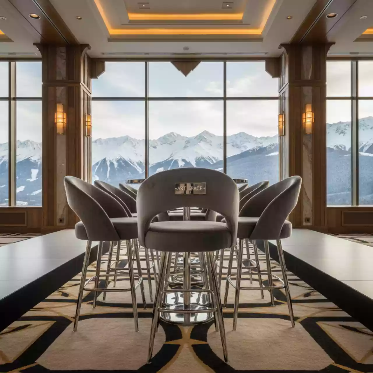 Аренда Стулья барные серые для конференции в Гранд Отель Поляна — ART SPACE