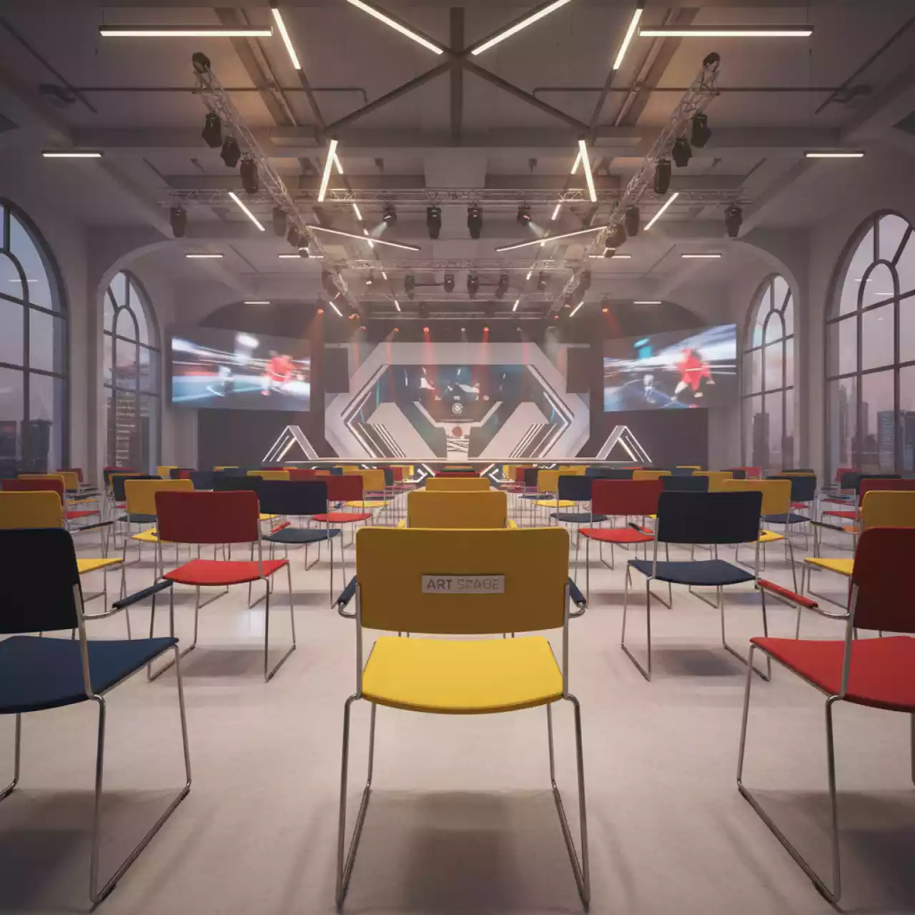 Аренда Стулья Такер желтый черный красный синий в банкетном зале «Дельфин» — ART SPACE