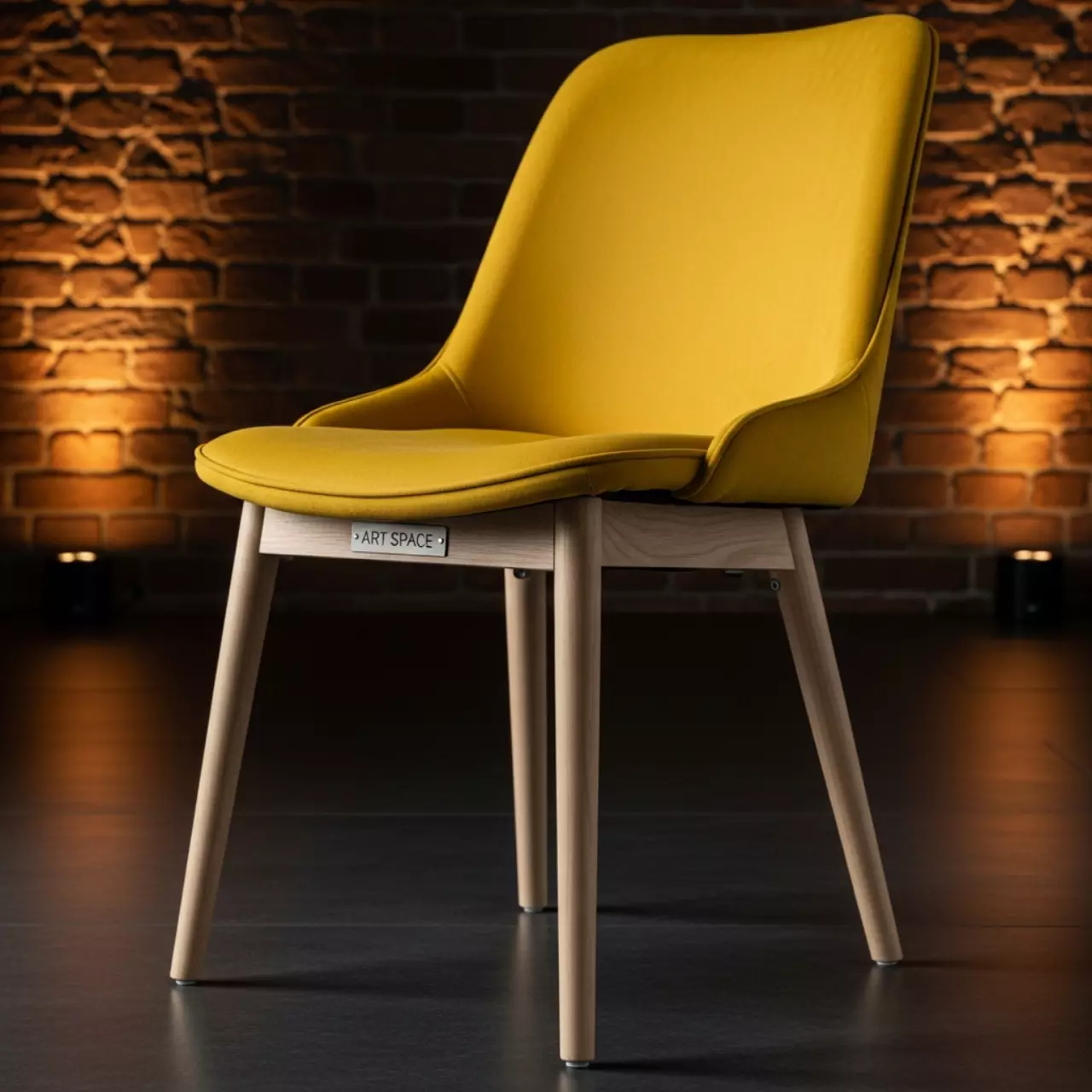 Аренда Стул желтый велюр ножки бук Fly в ресторане «Высота 5642» — ART SPACE