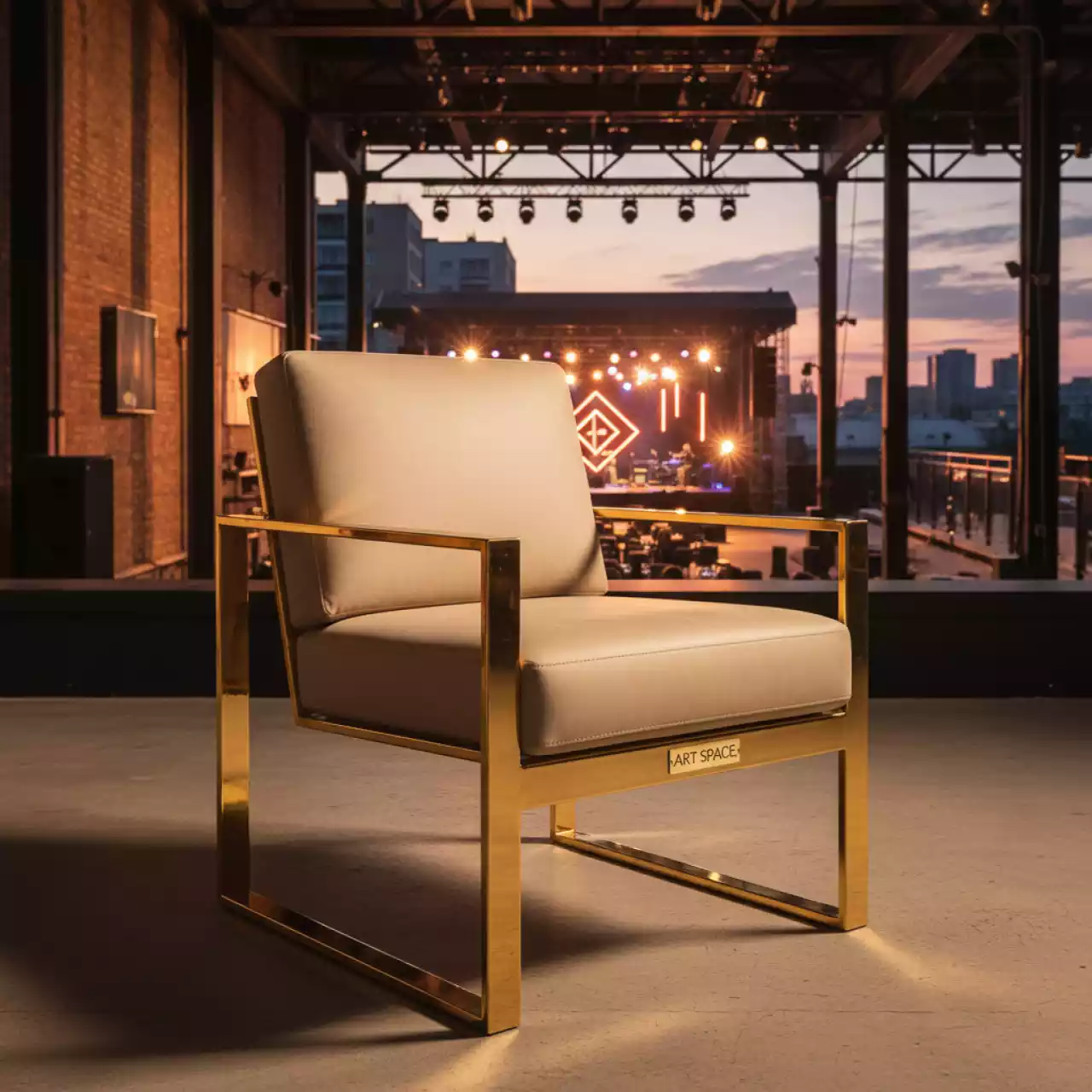 Аренда Стул золотой бежевый ДЮПОН в лофте «Студия 21» — ART SPACE