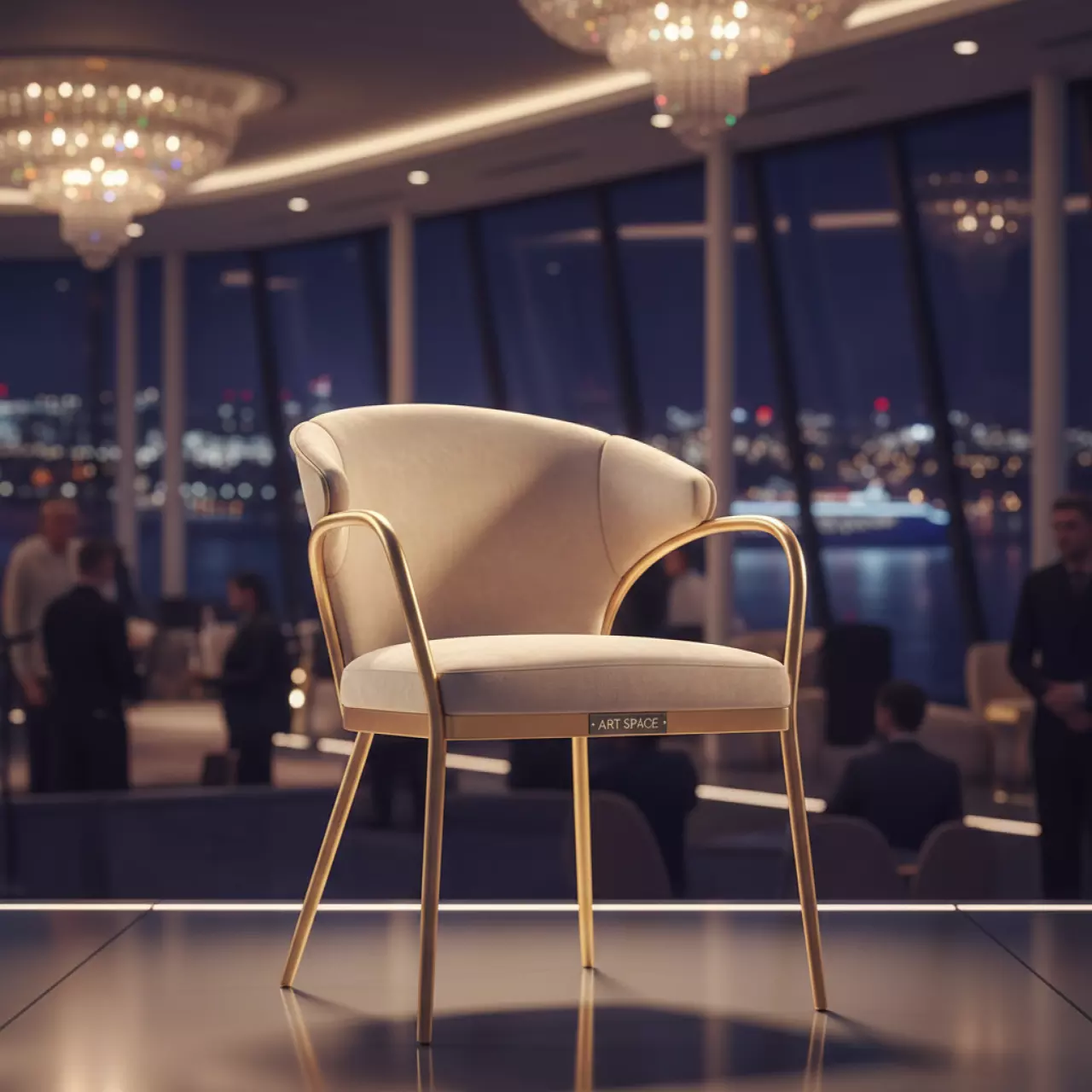 Аренда Стул золотой БРЭМ бежевый бархат на теплоходе «Дагомыс» — ART SPACE