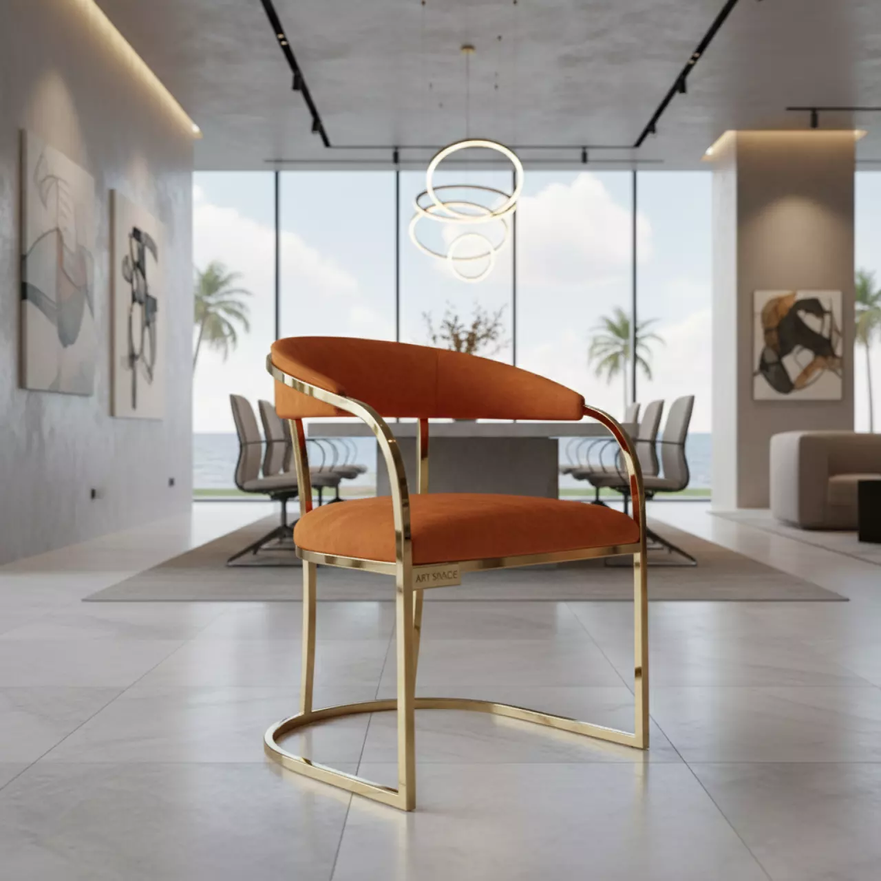 Аренда Стул золотой БРЭМ тыквенный бархатный на Имеретинской набережной — ART SPACE