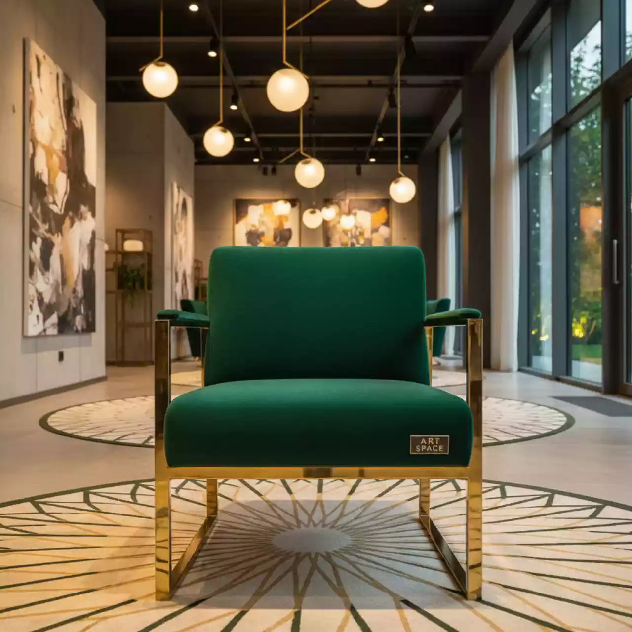 Аренда Стул золотой изумрудный бархат ОКТАВА в Rodina Grand Hotel & SPA — ART SPACE