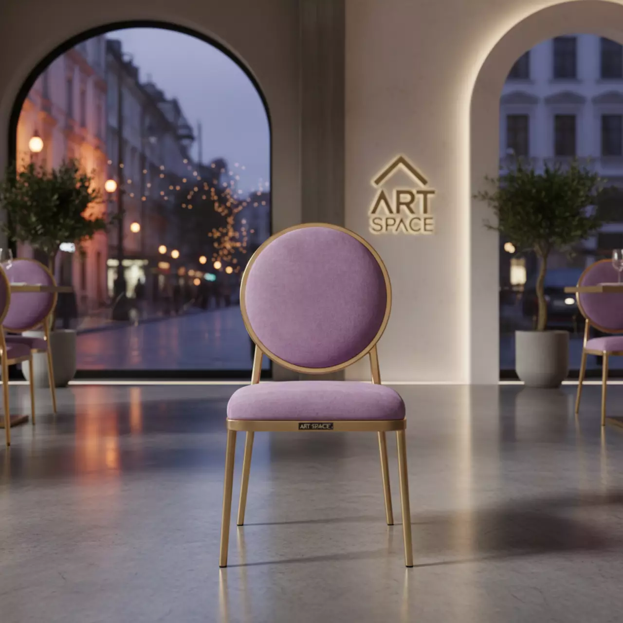 Аренда Стул золотой лавандовый ДЮПОН в ресторане «Sanremo» — ART SPACE