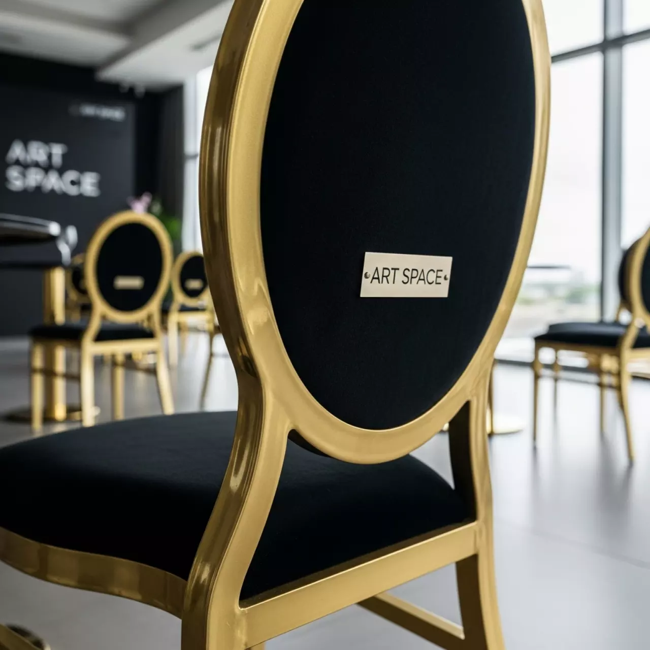 Аренда Стул золотой ОКТАВА черный бархат в Маринс Парк Отеле — ART SPACE