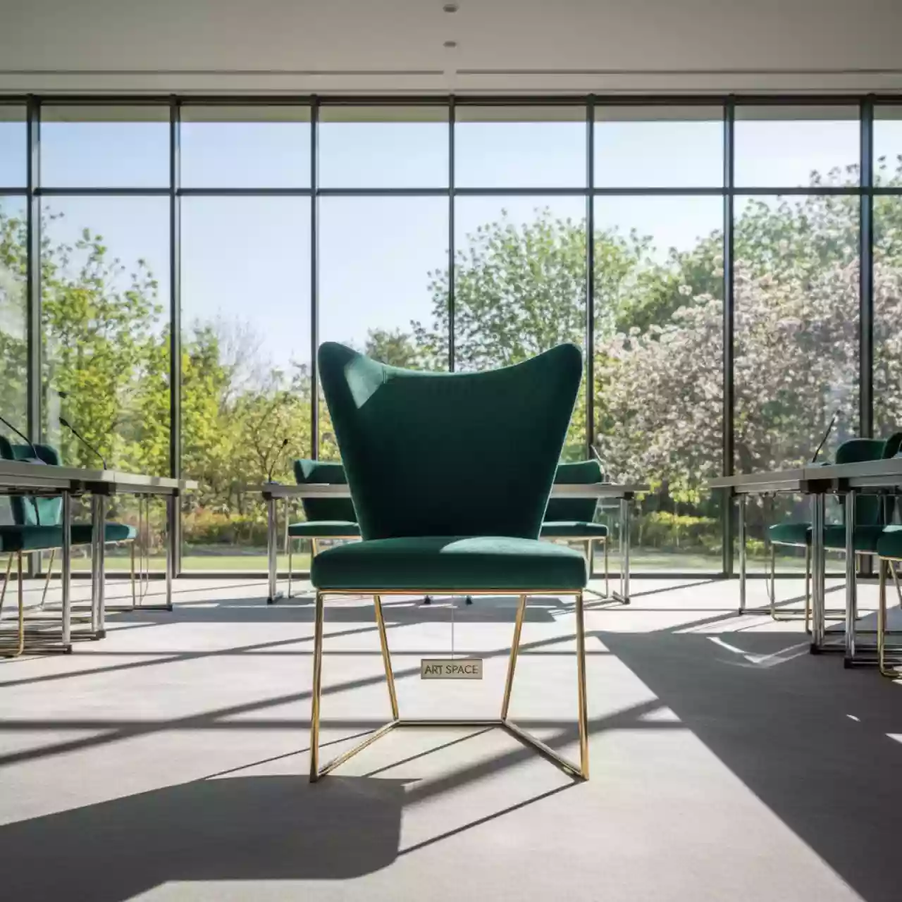 Аренда Стул золотой ОКТАВА изумрудный бархатный в комплексе «Дагомыс» — ART SPACE