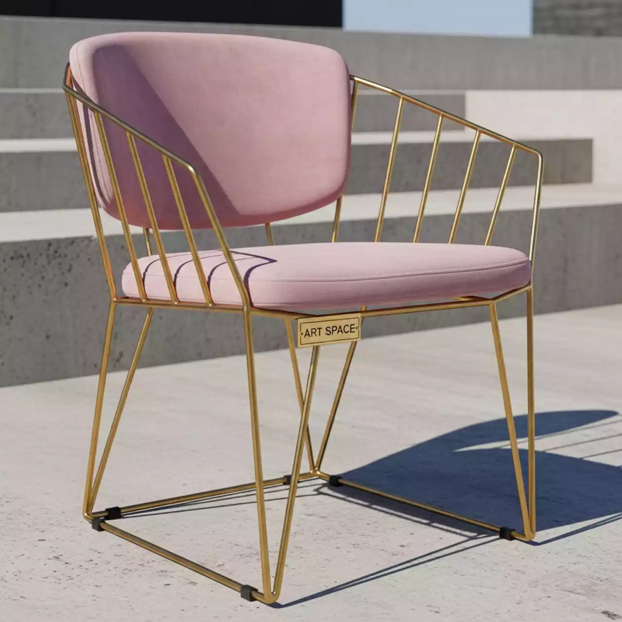 Аренда Стул золотой ОКТАВА жемчужно розовый бархатный в пляжном комплексе VinoGrad — ART SPACE