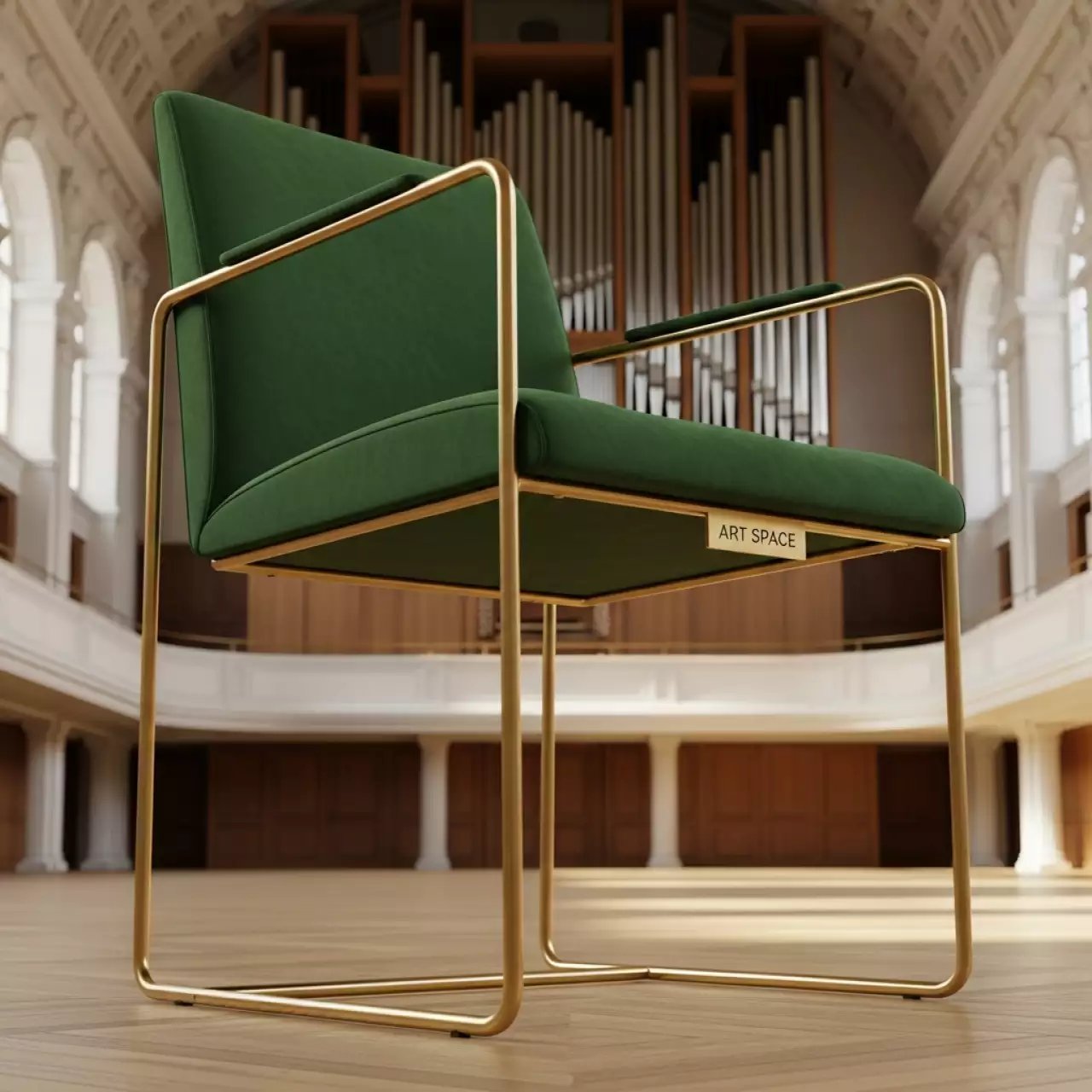 Аренда Стул золотой папоротниковый бархат БРЭМ в Зале органной и камерной музыки — ART SPACE