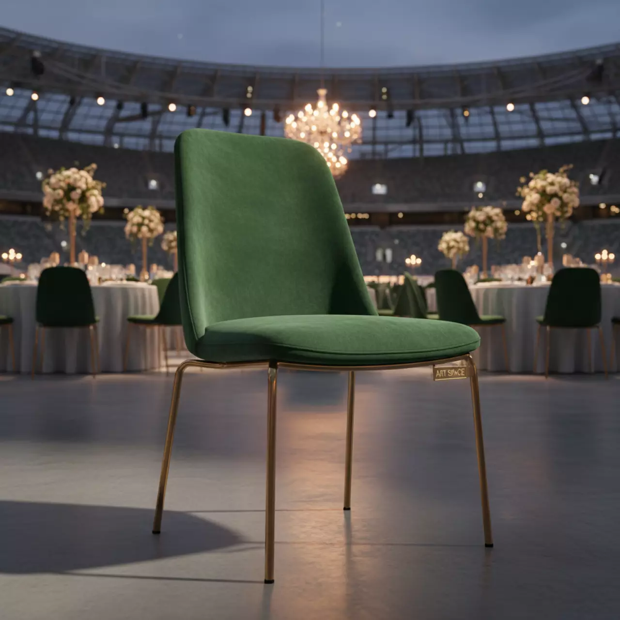 Аренда Стул золотой папоротниковый бархатный БРЭМ на арене «Фишт» — ART SPACE