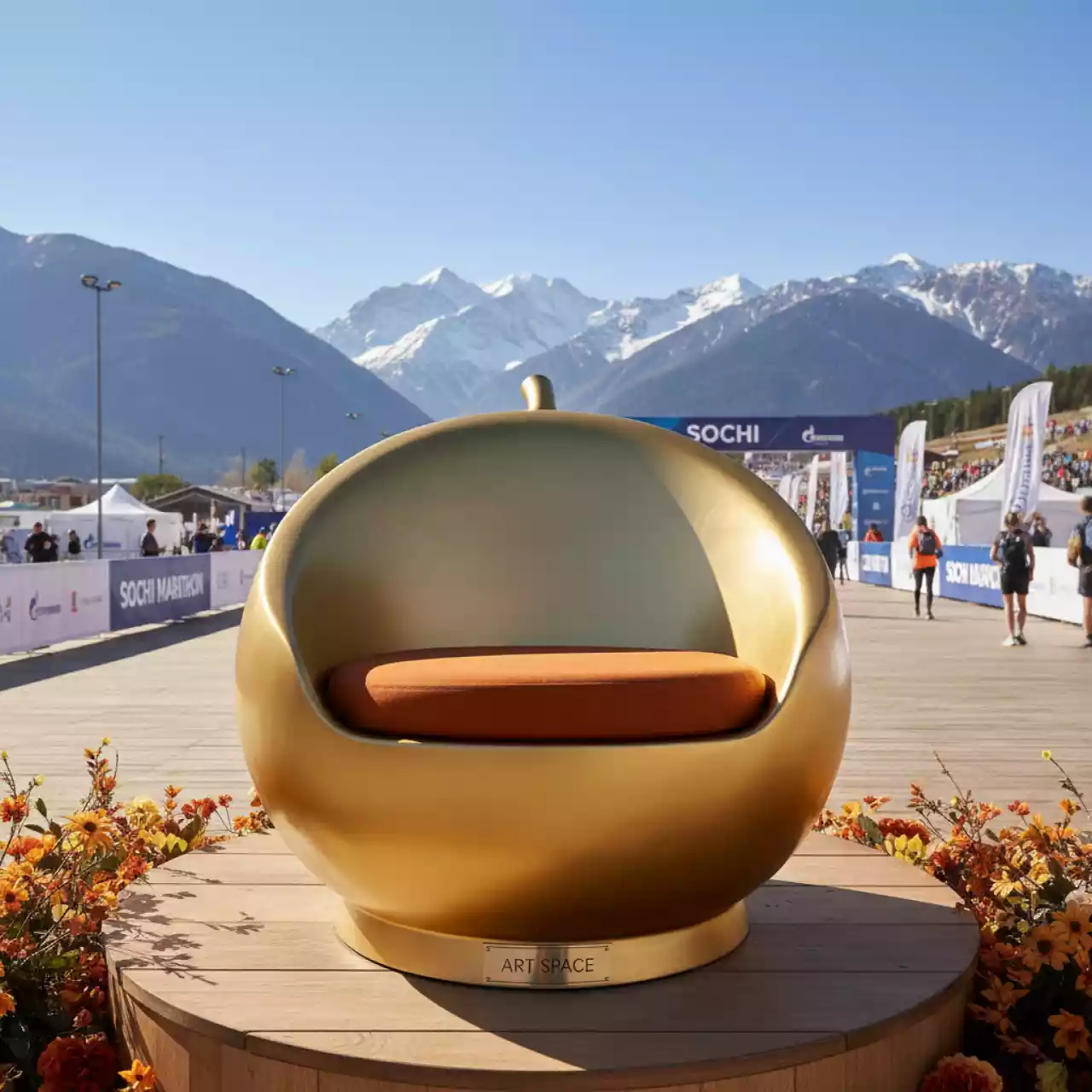 Аренда Стул золотой тыквенный ДЮПОН на курорте «Газпром» (Альпика) — ART SPACE
