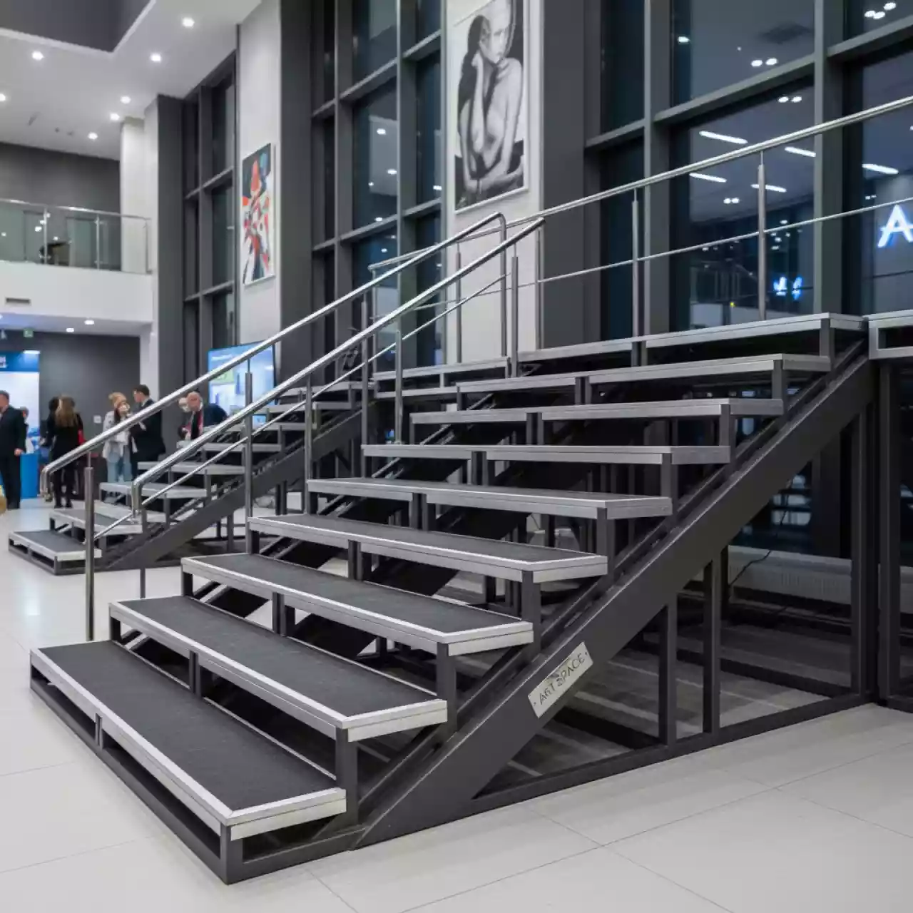 Аренда Ступени лестницы с перилами для подиума 20 40 60 80 100 см в отеле «Богатырь» — ART SPACE