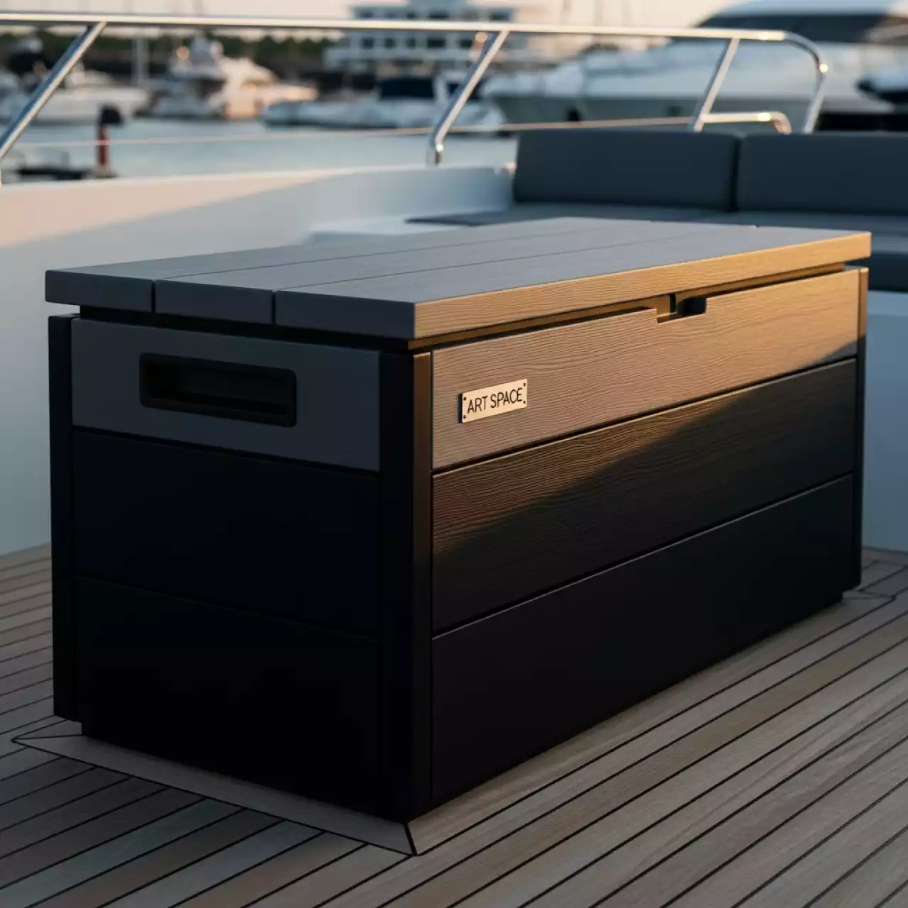 Аренда Сундук Novel 340 л серый чёрный на VIP-яхте (Имеретинский порт) — ART SPACE