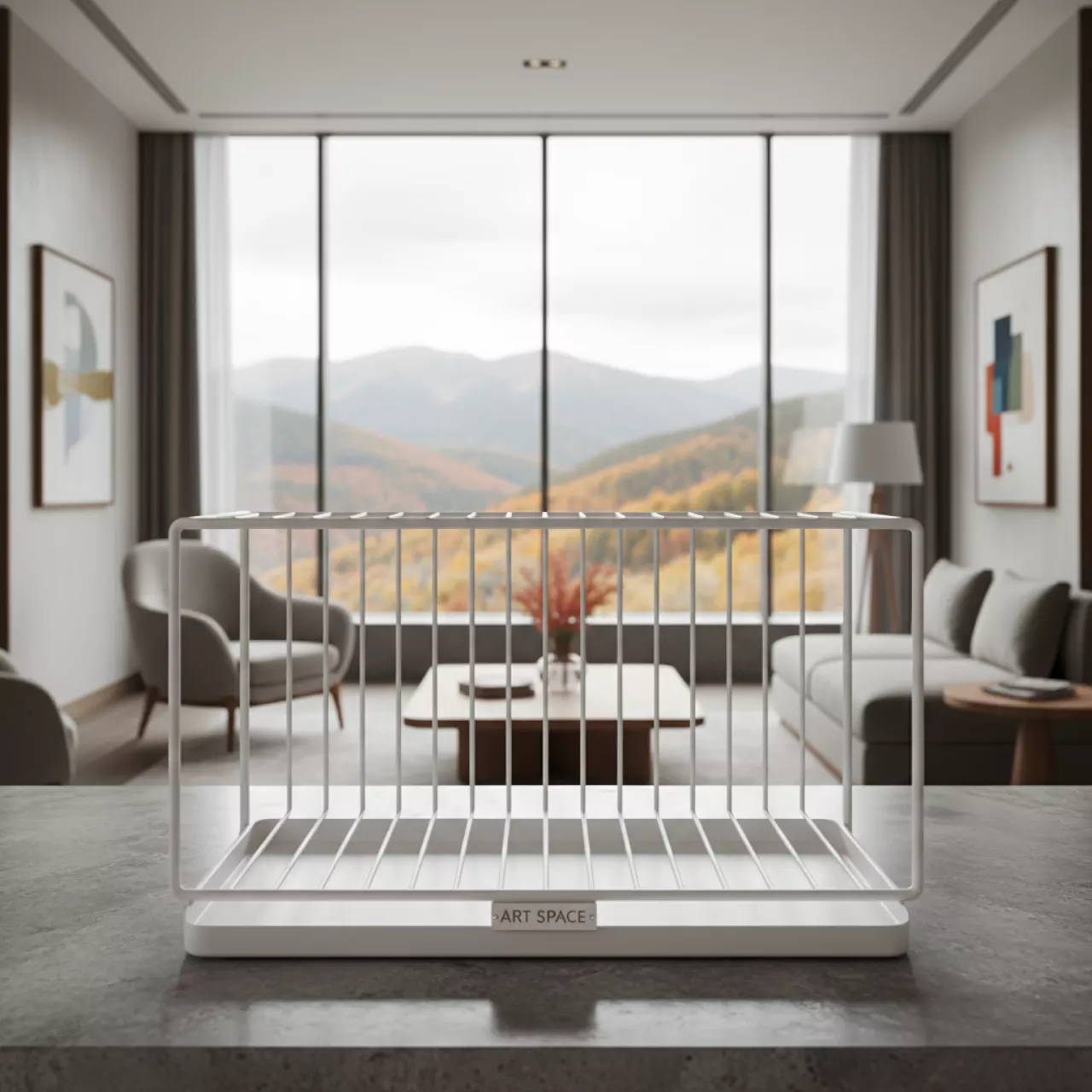 Аренда Сушилка для посуды настольная 1 ярусная 380 мм сталь белая в Green Flow Hotel — ART SPACE