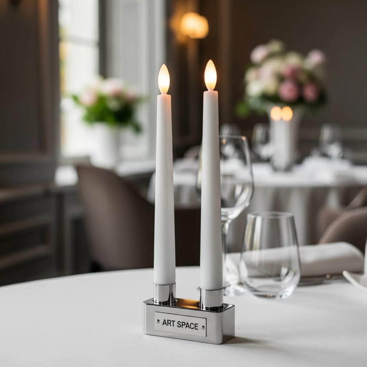 Аренда Свеча LED 2х28 см белая в ресторане «Баран-Рапан» — ART SPACE