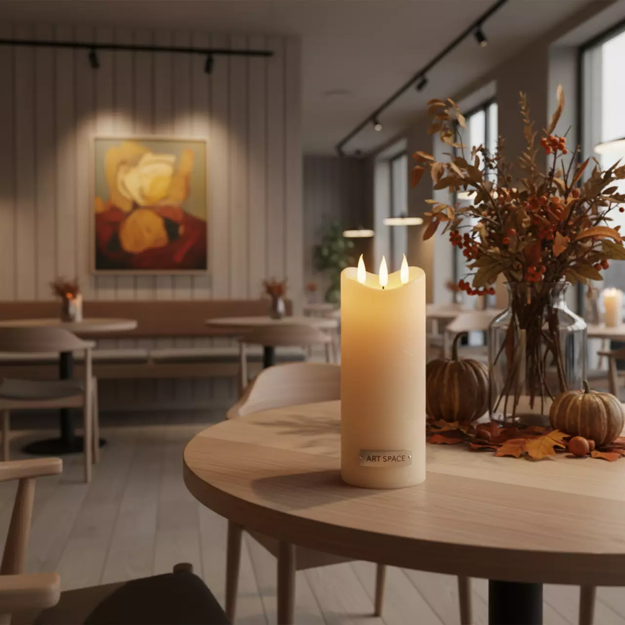 Аренда Свеча LED Ария с тройным фитилем большая в ресторане «D.O.M» — ART SPACE