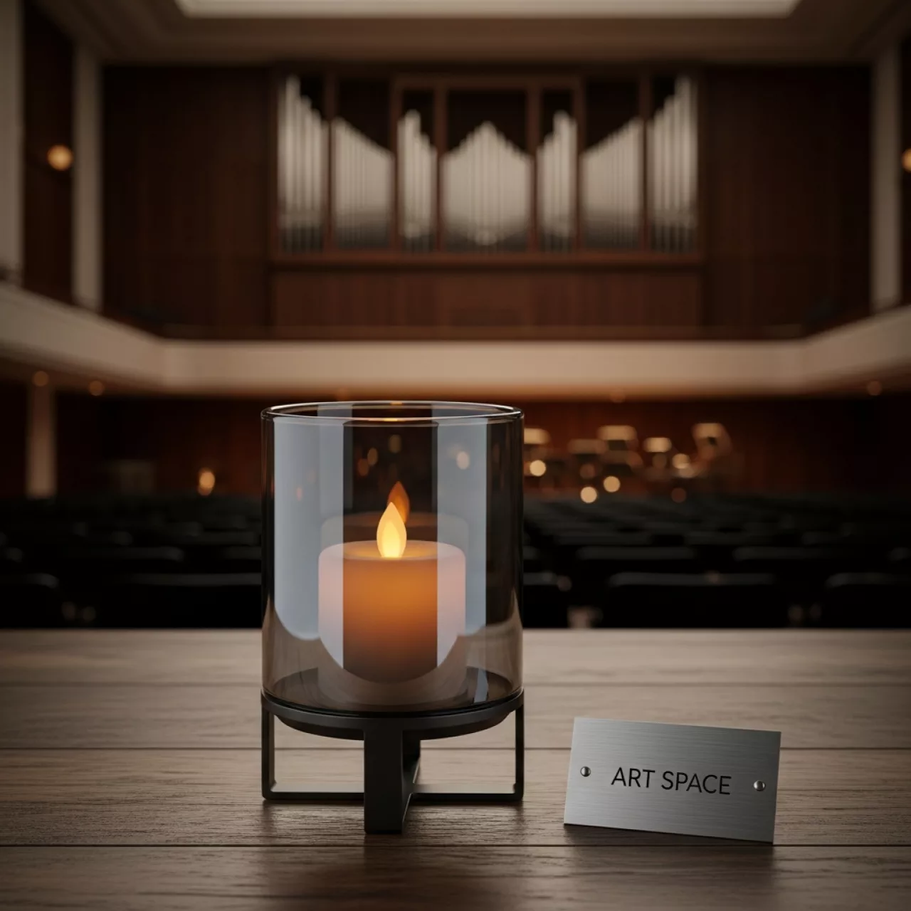 Аренда Свеча LED дымчатая Ода малая без батареек в Зале органной и камерной музыки — ART SPACE