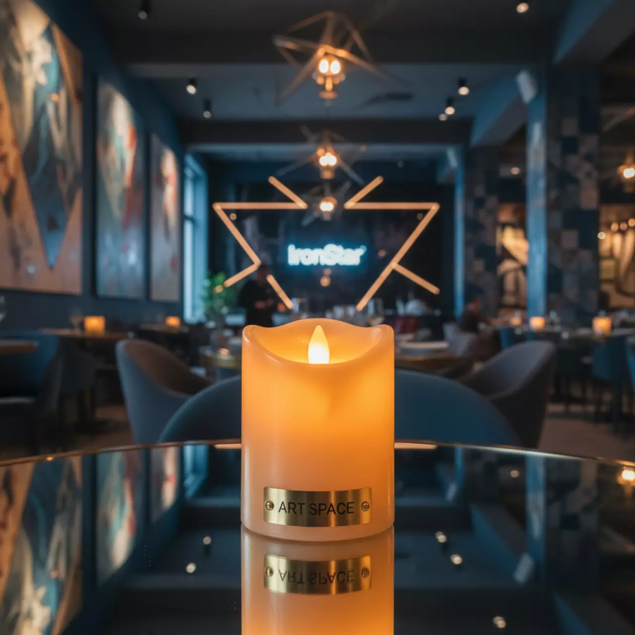 Аренда Свеча LED Ода золотой перламутр средняя в ресторане «D.O.M» — ART SPACE