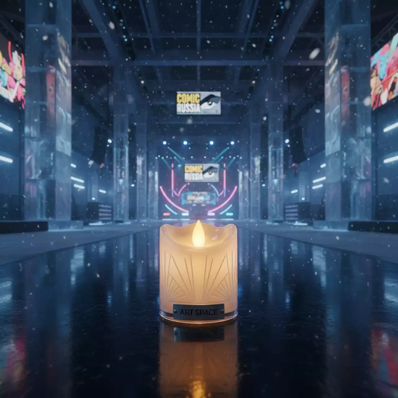 Аренда Свеча LED прозрачная Ода малая в ледовом дворце «Роза Хутор» — ART SPACE