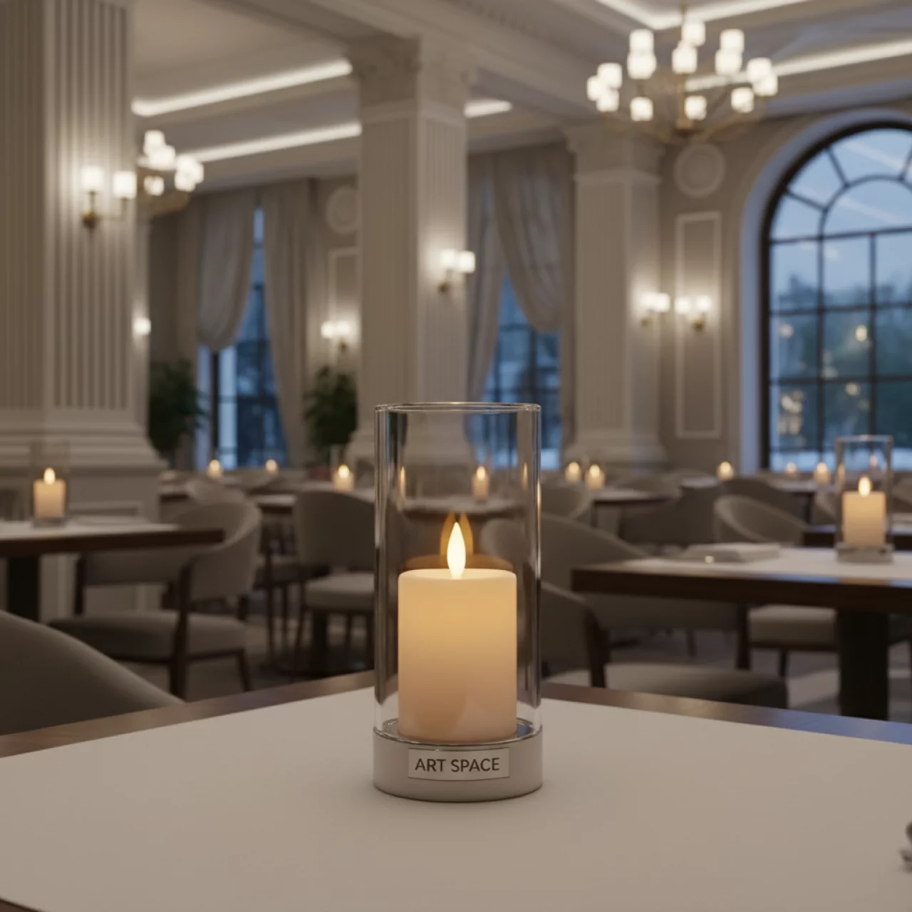 Аренда Свеча LED прозрачная Ода средняя без батареек в ресторане «Сыроварня» — ART SPACE