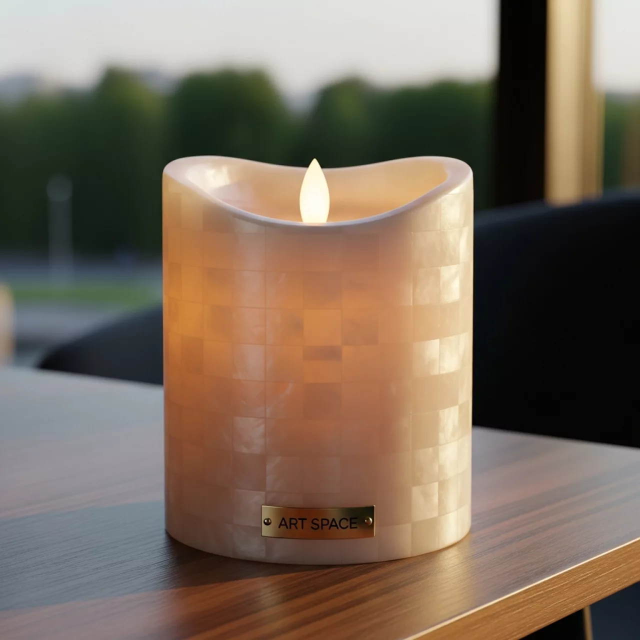 Аренда Свеча LED золотой перламутр Ода большая в санатории «Октябрьский» — ART SPACE