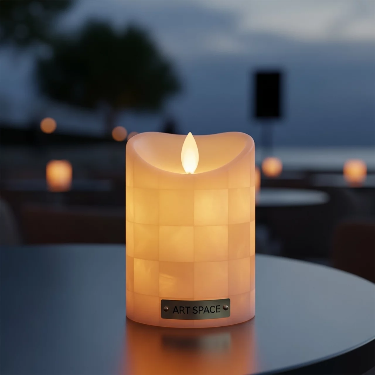 Аренда Свеча LED золотой перламутр Ода малая в пляжном комплексе VinoGrad — ART SPACE