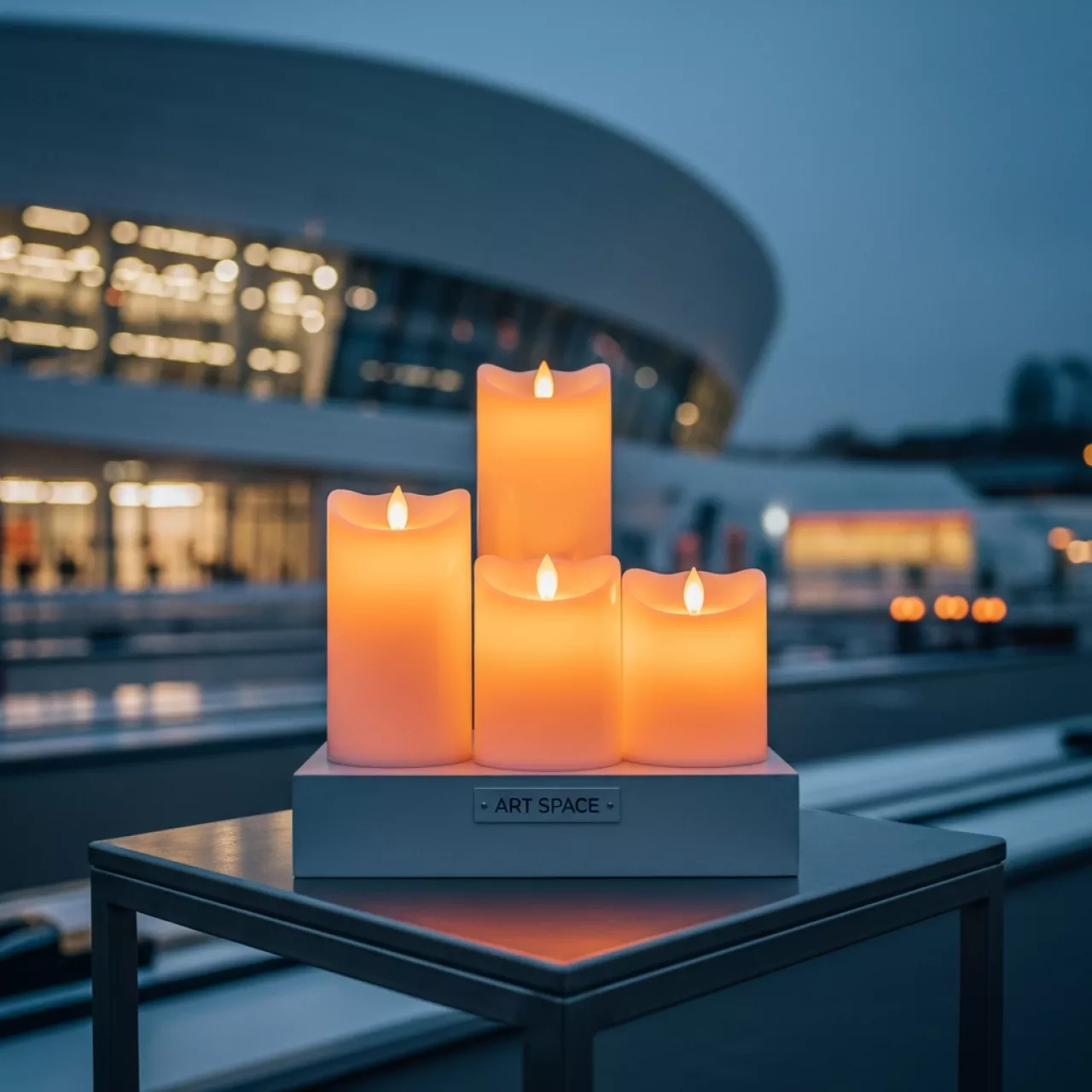 Аренда Свечи LED Ария с тройным фитилем набор с батарейками в Керлинговом центре «Ледяной куб» — ART SPACE
