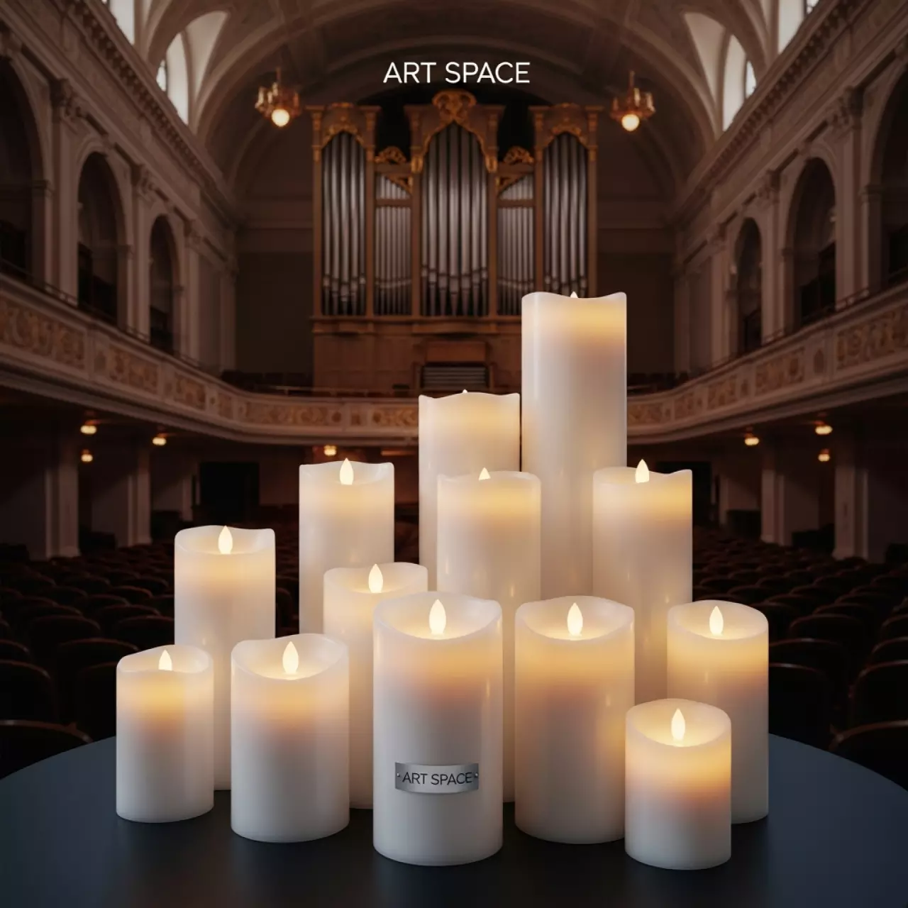 Аренда Свечи LED белые Адажио набор без батареек в Зале органной и камерной музыки — ART SPACE