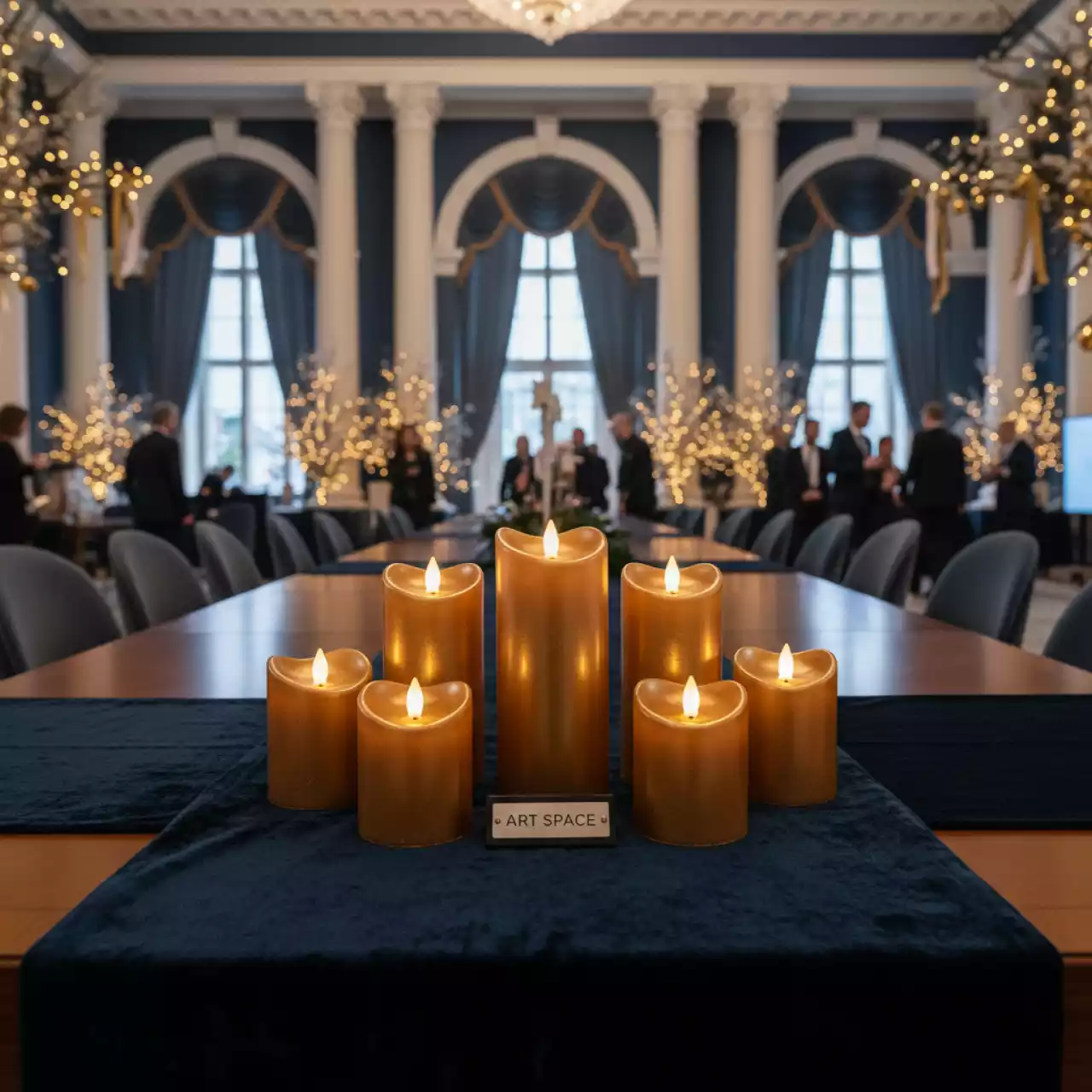Аренда Свечи LED золотой перламутр Ода набор в Сочи Парк Отеле — ART SPACE