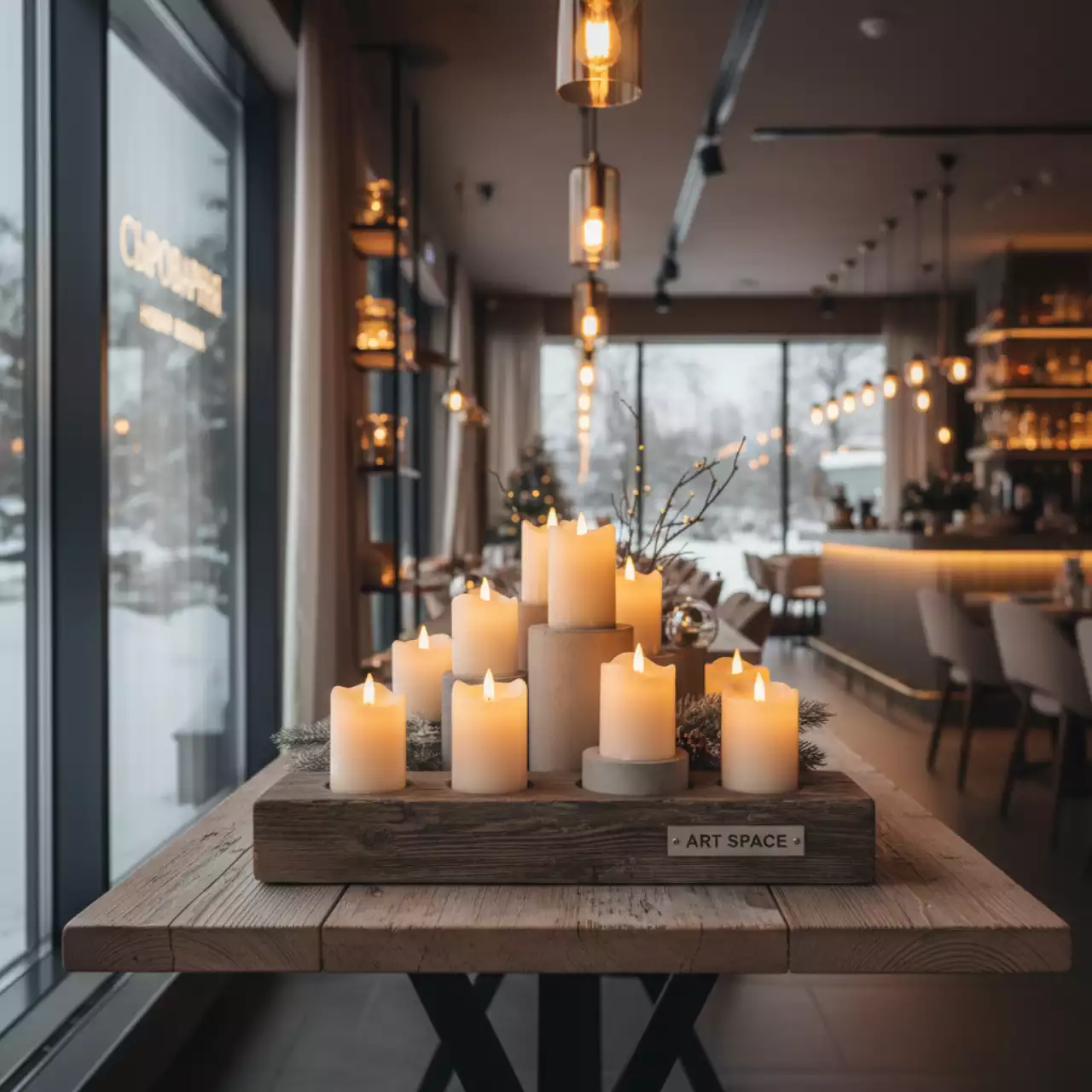 Аренда Свечи светодиодные в ресторане «Сыроварня» — ART SPACE