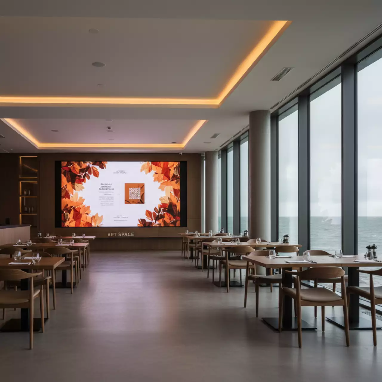 Аренда Светодиодный экран 5х3 м P1,9 разрешение 2752x1720 в ресторане «Sanremo» — ART SPACE