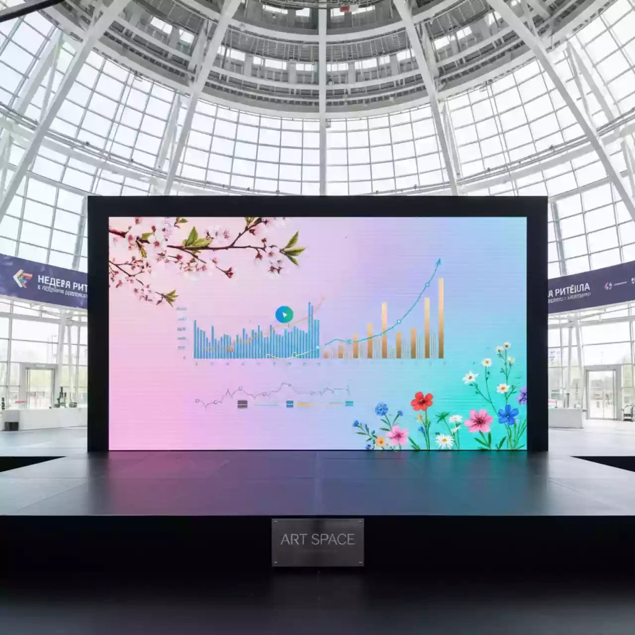 Аренда Светодиодный экран 5х3 м P1.9 в Ледовом дворце «Айсберг» — ART SPACE