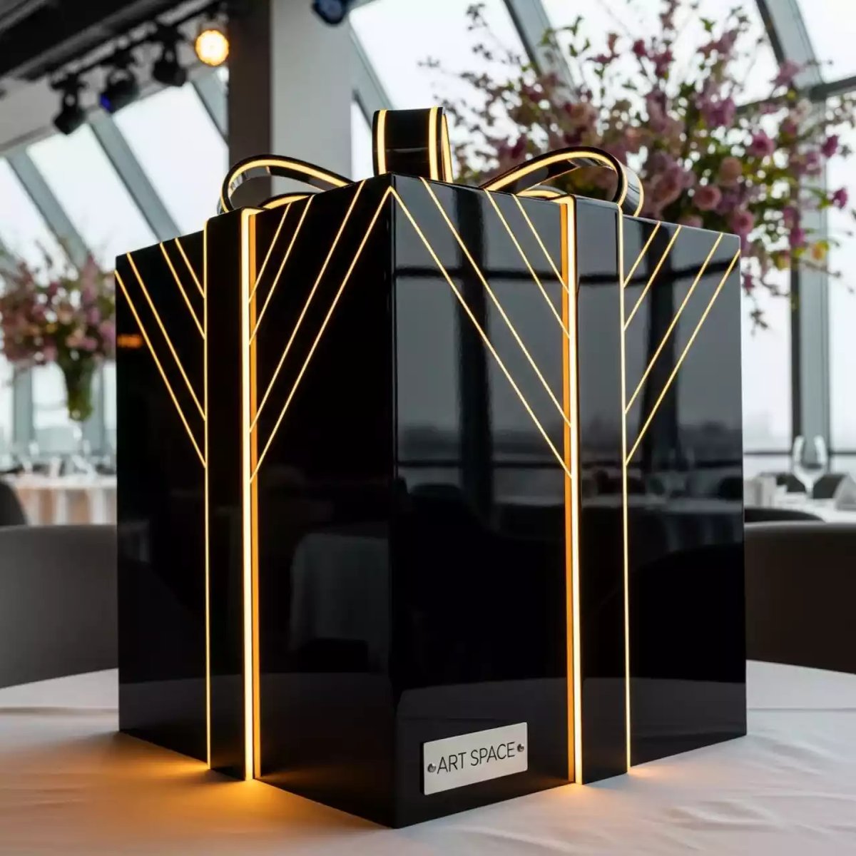 Аренда Световая конструкция подарок черная в ресторане «Высота 5642» — ART SPACE