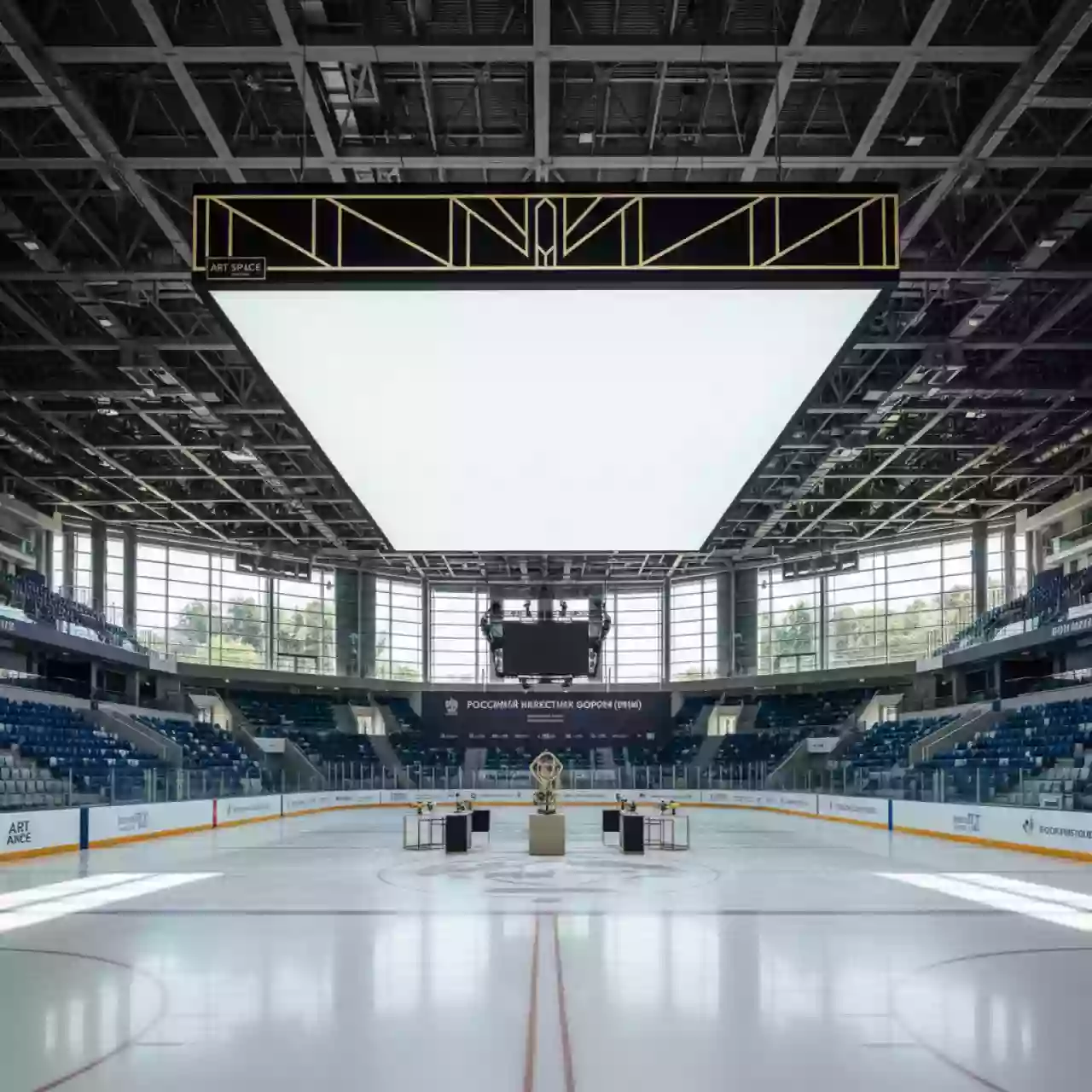 Аренда Световая подвесная панель «Магнетик» в ледовой арене «Шайба» — ART SPACE