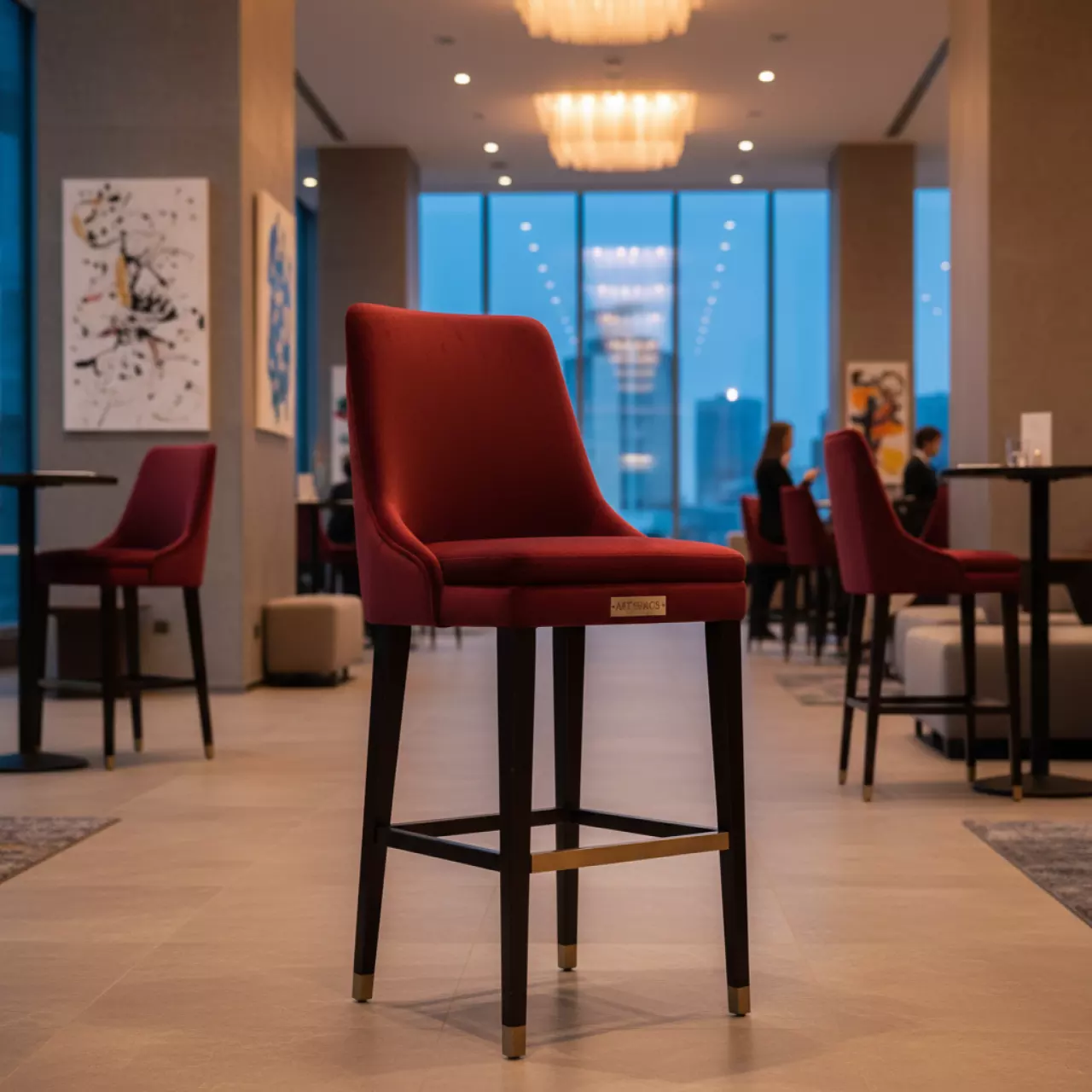 Аренда Табурет барный Кален бордовый велюр в Radisson Blu Resort & Congress Centre — ART SPACE