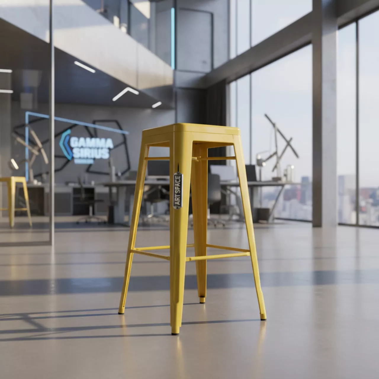 Аренда Табурет барный Tolix желтый в Gamma Sirius — ART SPACE