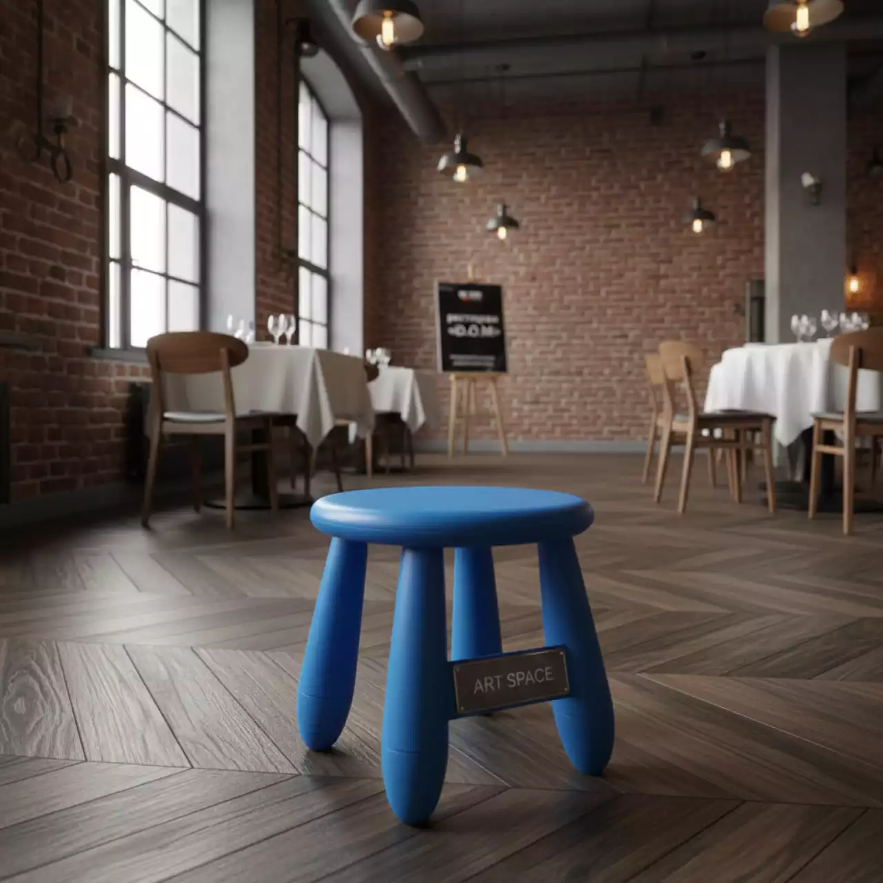 Аренда Табурет детский пластиковый Маммут синий в ресторане «D.O.M» — ART SPACE