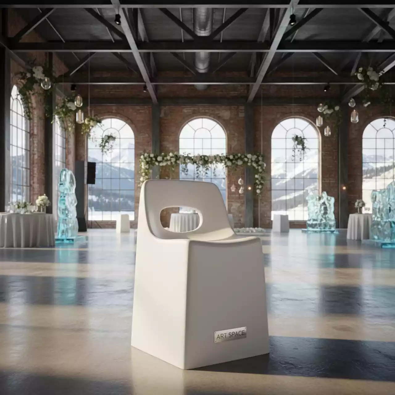 Аренда Табурет пластиковый Happy белый в ледовом дворце «Большой» — ART SPACE